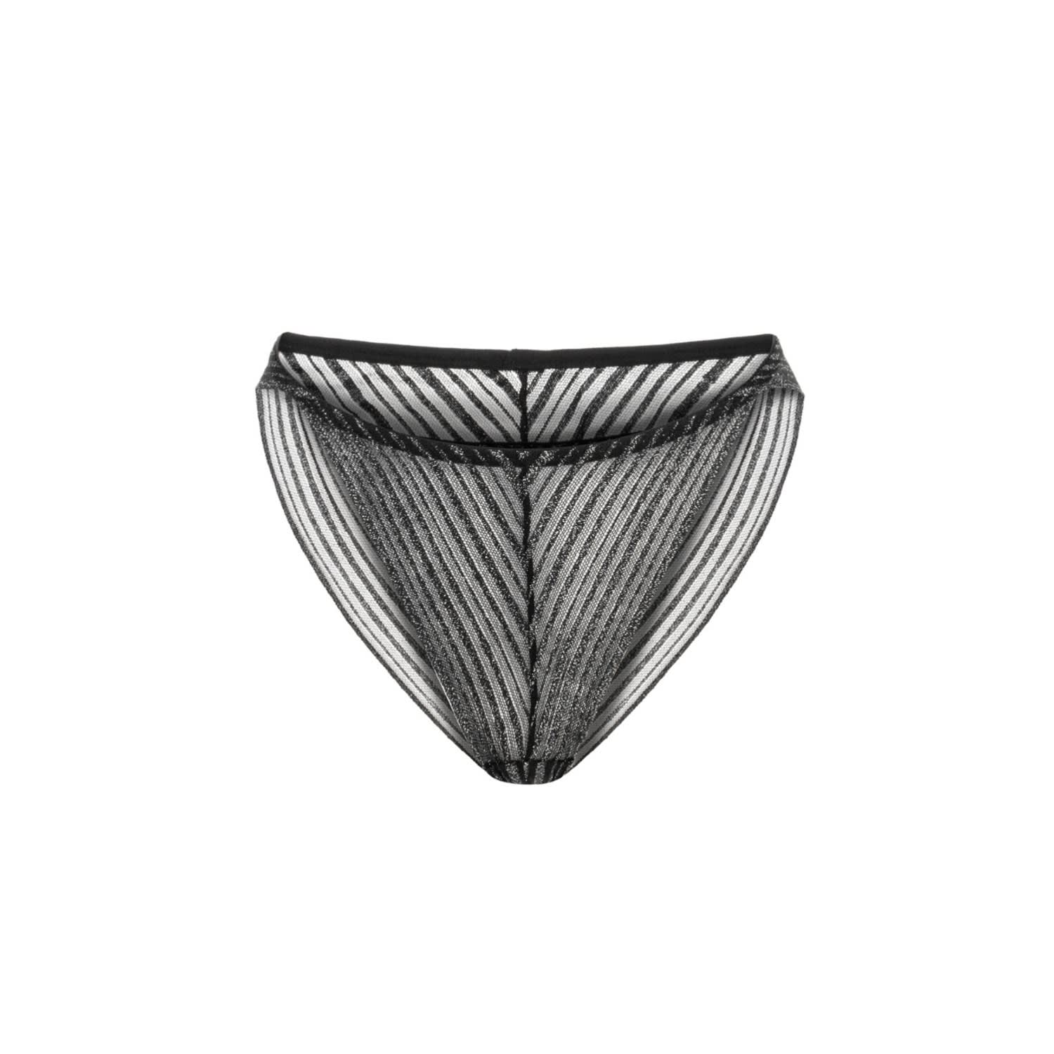 Mers Silk Women's Black / Silver Silvery Silver Black Lace Briefs In Multi