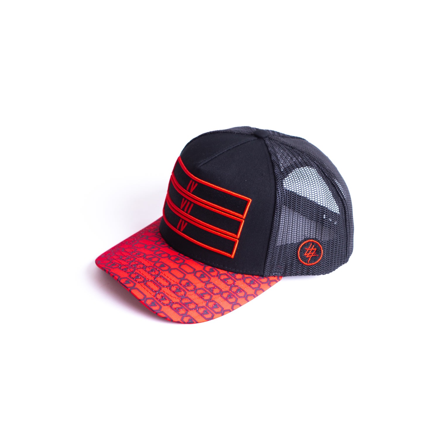 474 Co Men's Black / Red 474 Pattern Trucker Hat - Black & Red In Multi