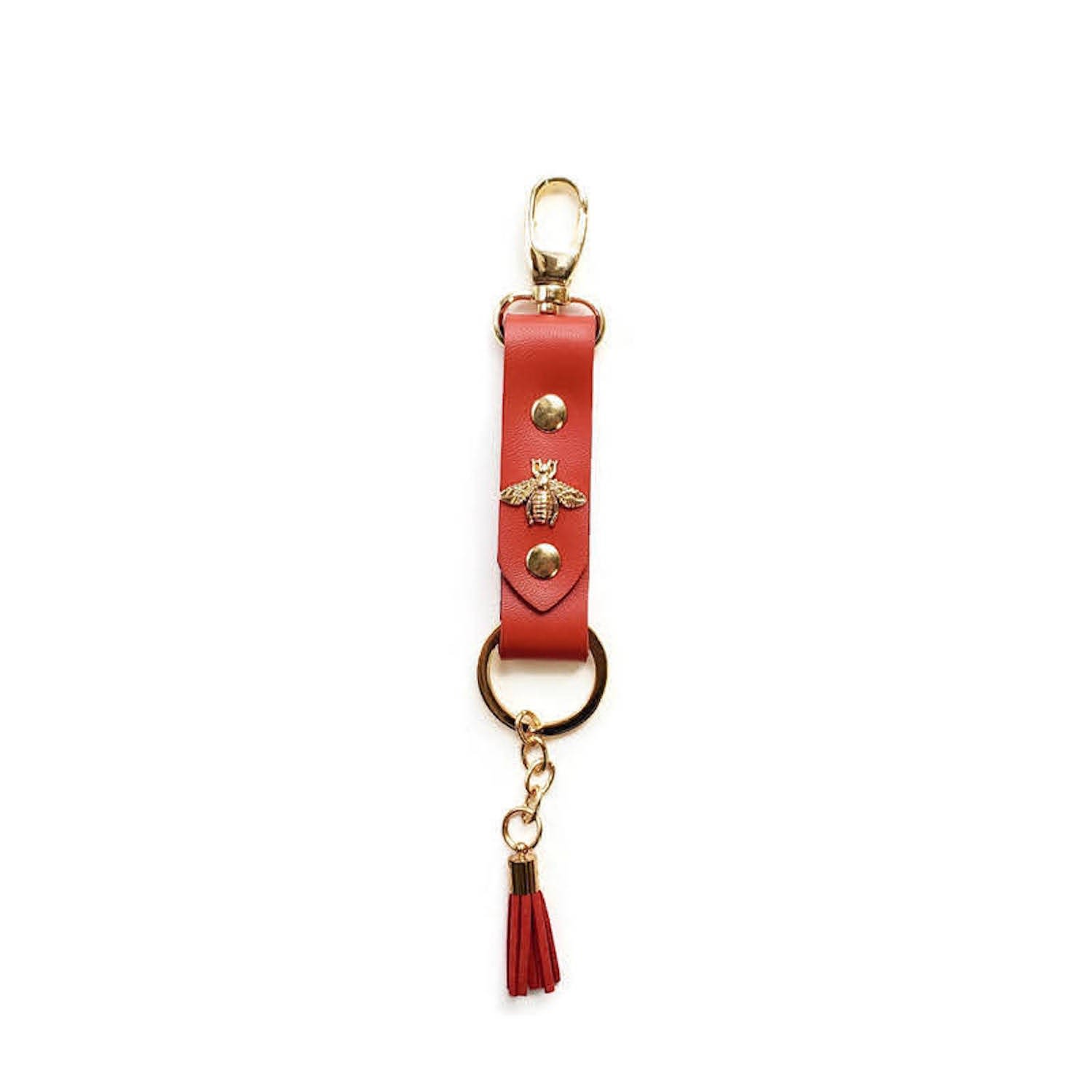 Angela Valentine Handbags Red Bee Keychain With Tassel