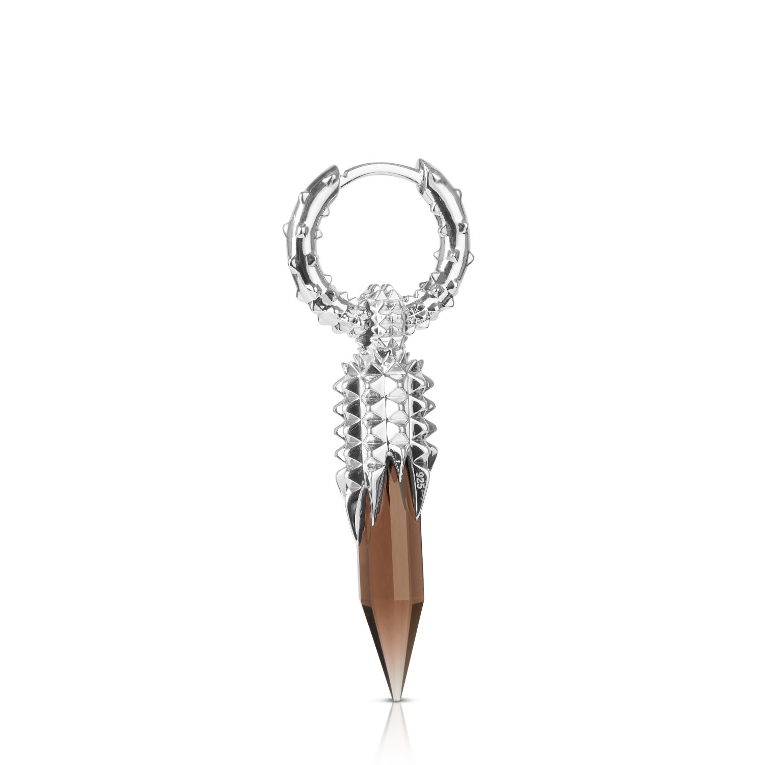 Women’s Dagger Hoops - Silver & Smokey Quartz Kasun