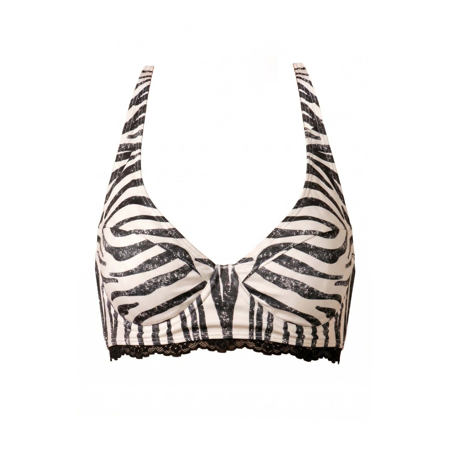 Women's Black / White Zebra Stripe Bikini Top