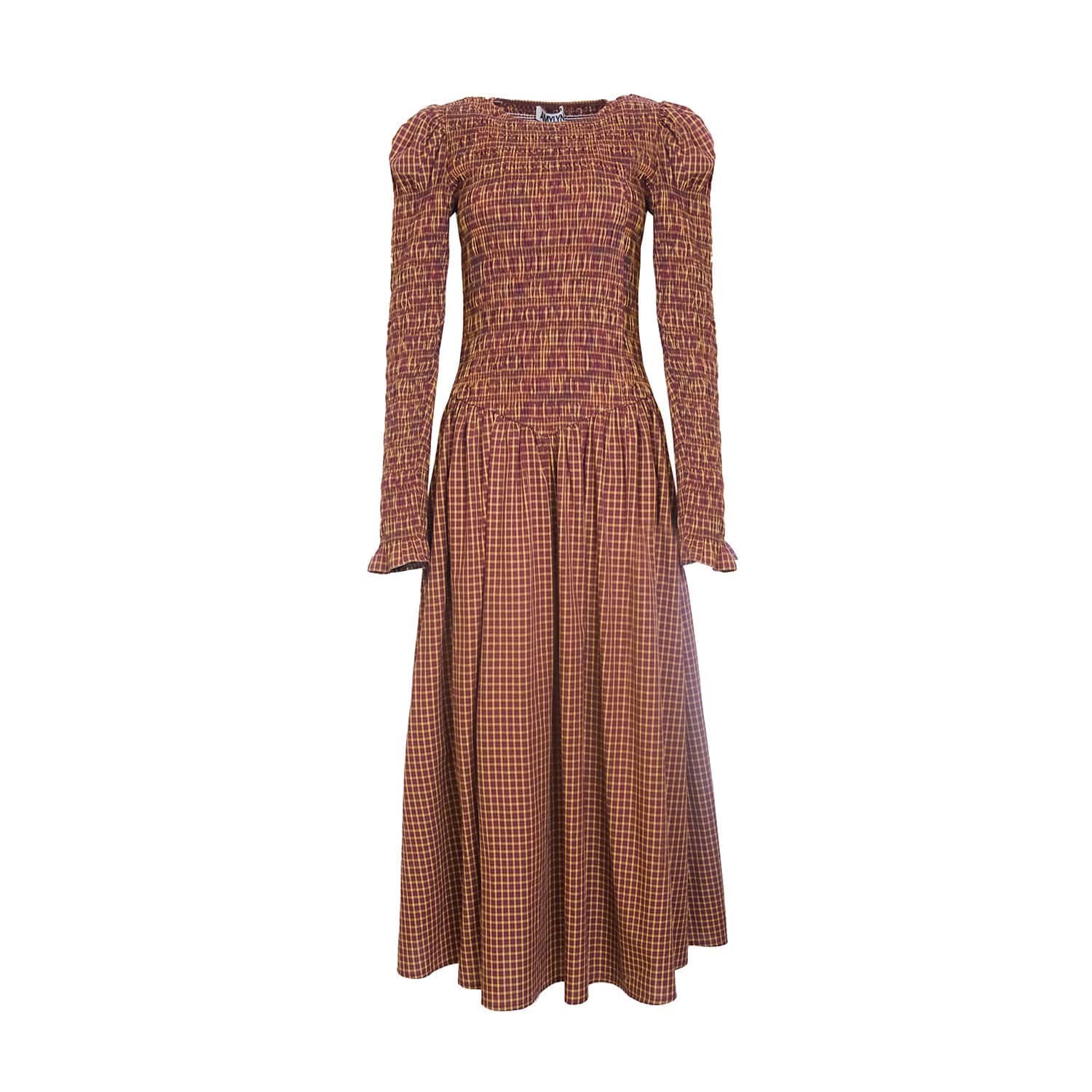 Cara Smocked Cotton Midiaxi Dress In Multi Gingham Check | AMY