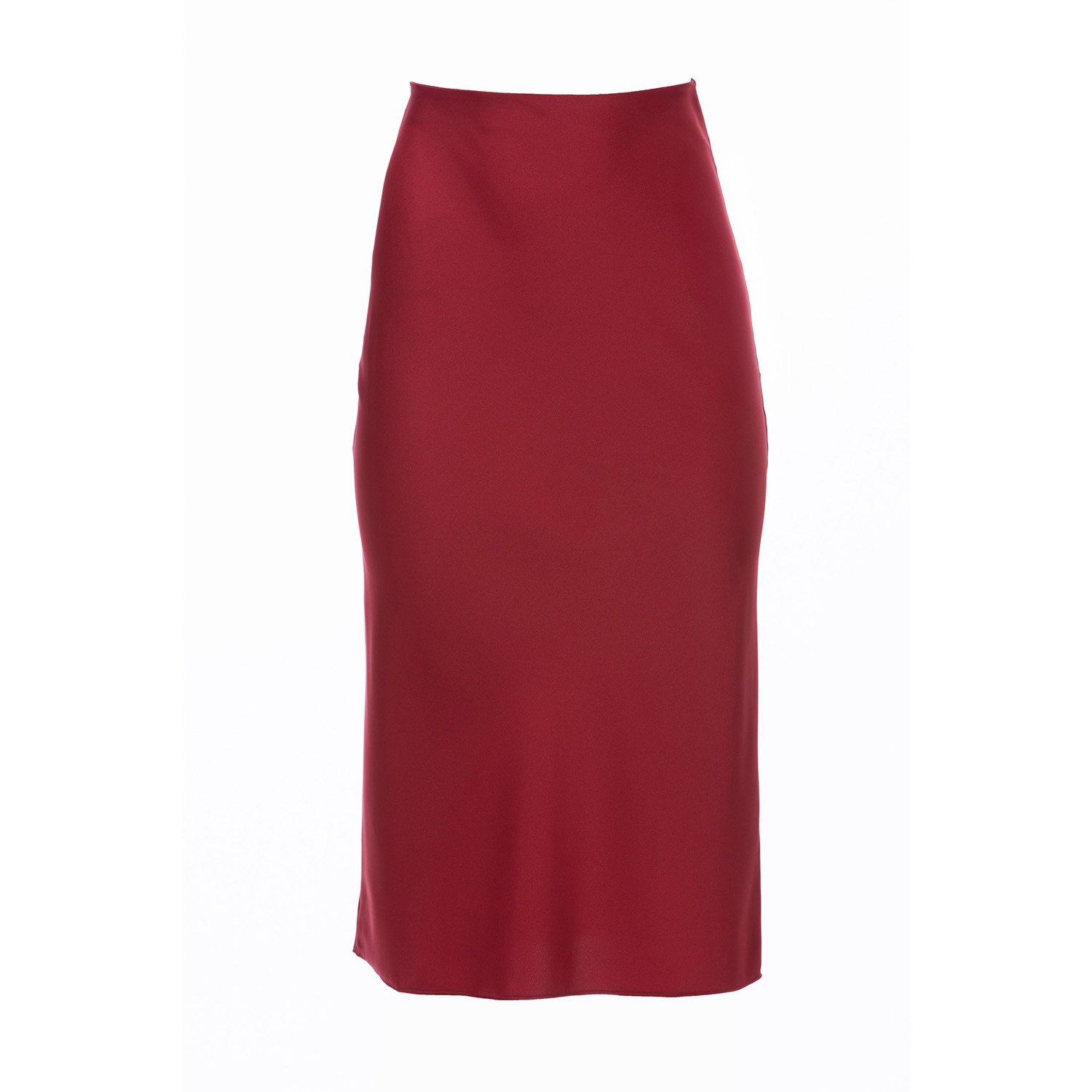 Carloslines Women's Red Bias Skirt In Burgundy Solid In Red