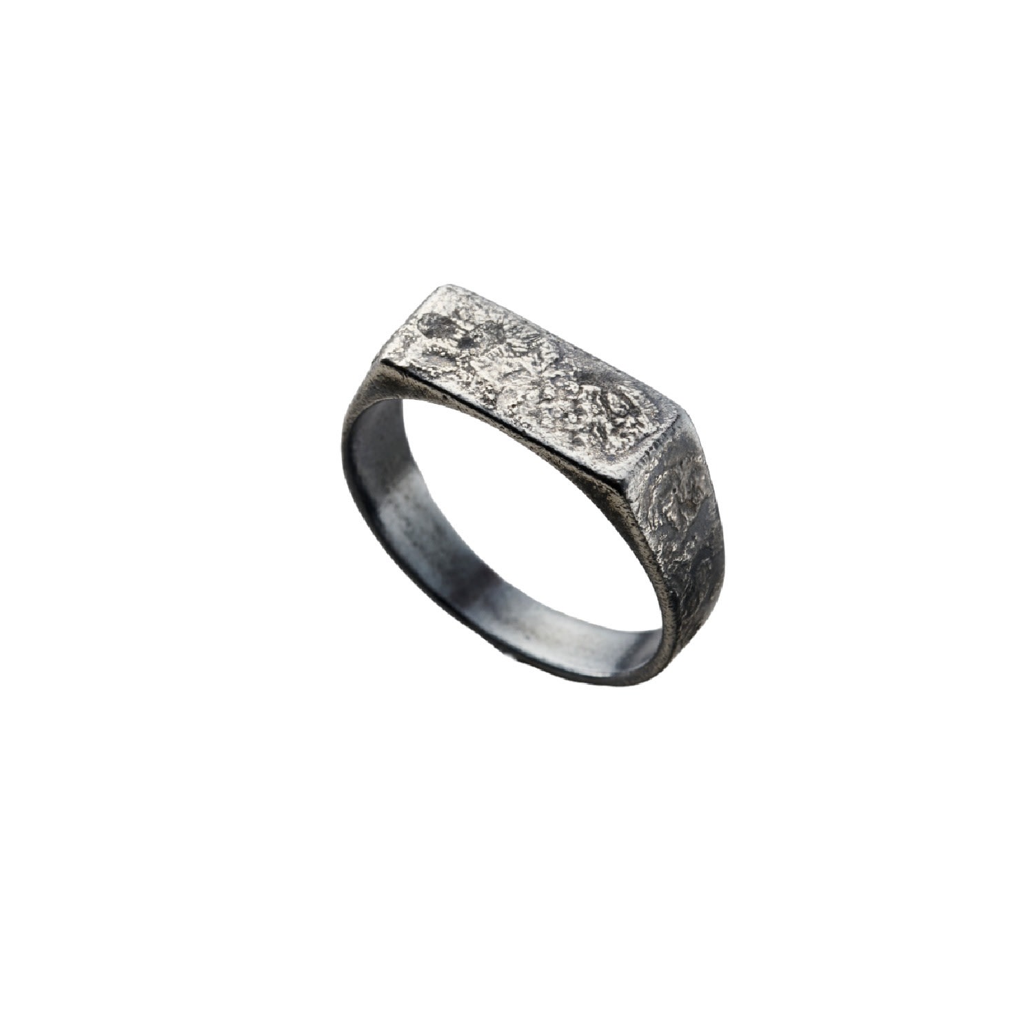 Posh Totty Designs Men's Molten Oxidised Sterling Silver Signet Ring