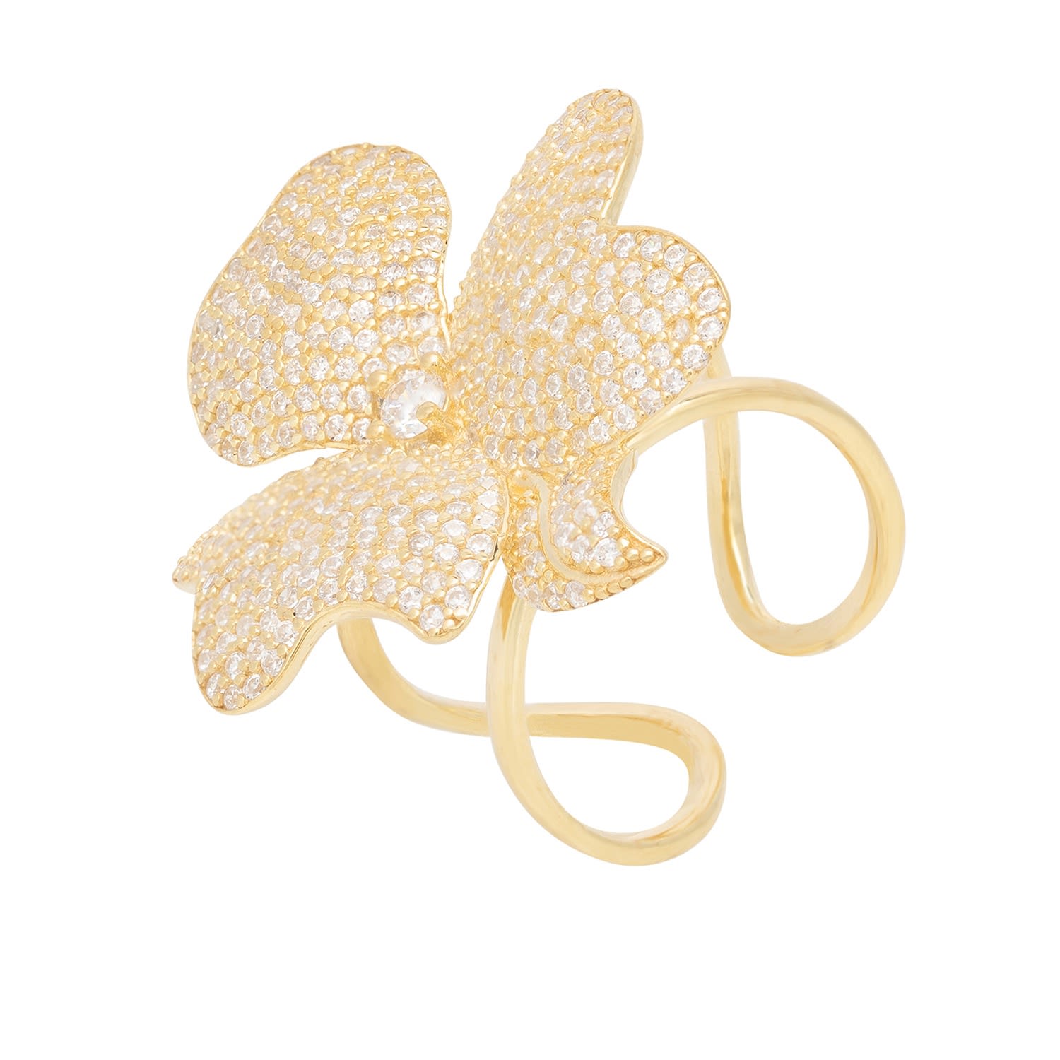 Women’s Gold / White Flower Cocktail Ring Gold Latelita