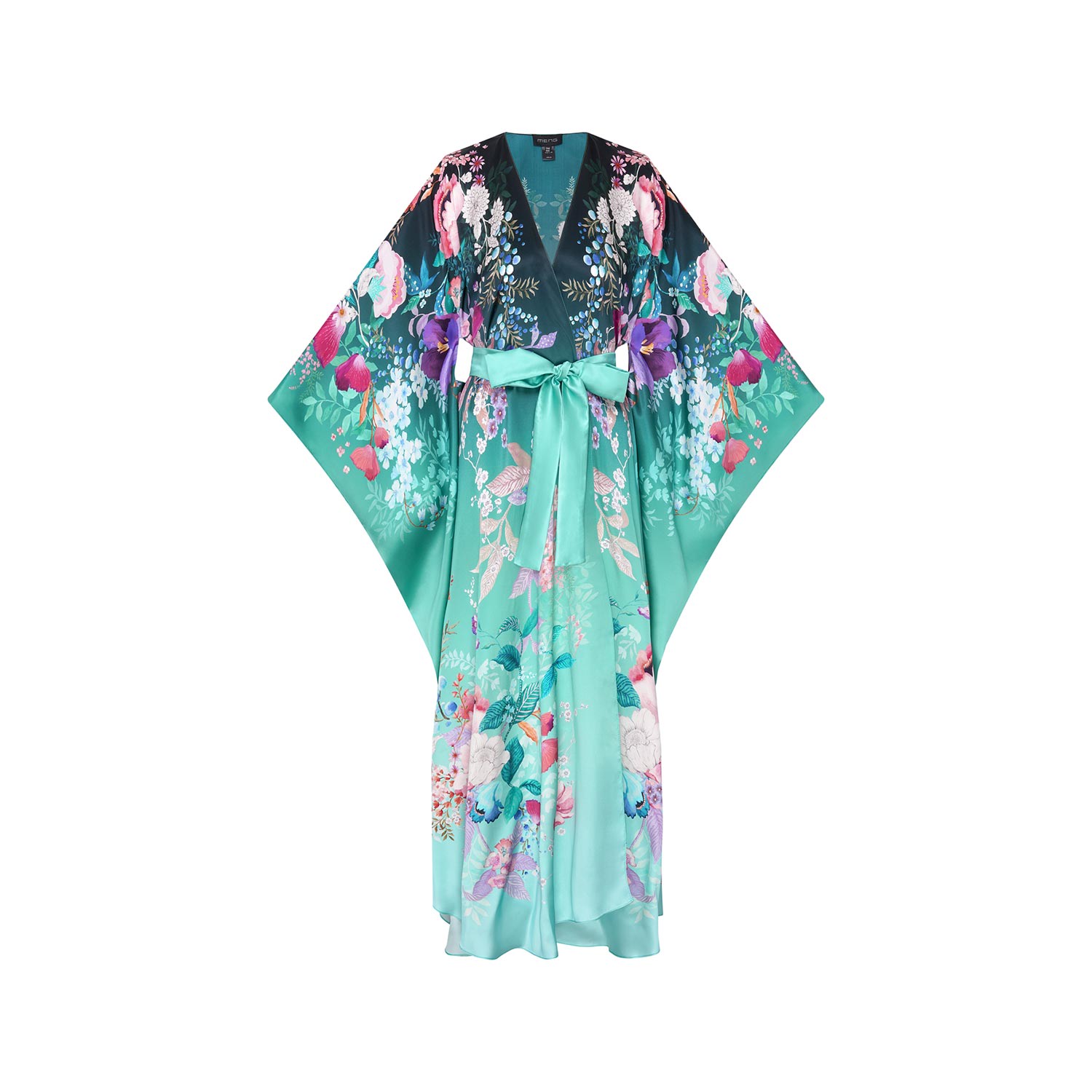 Women's Green Ombre Silk Satin Warp Dress | One Size | Meng