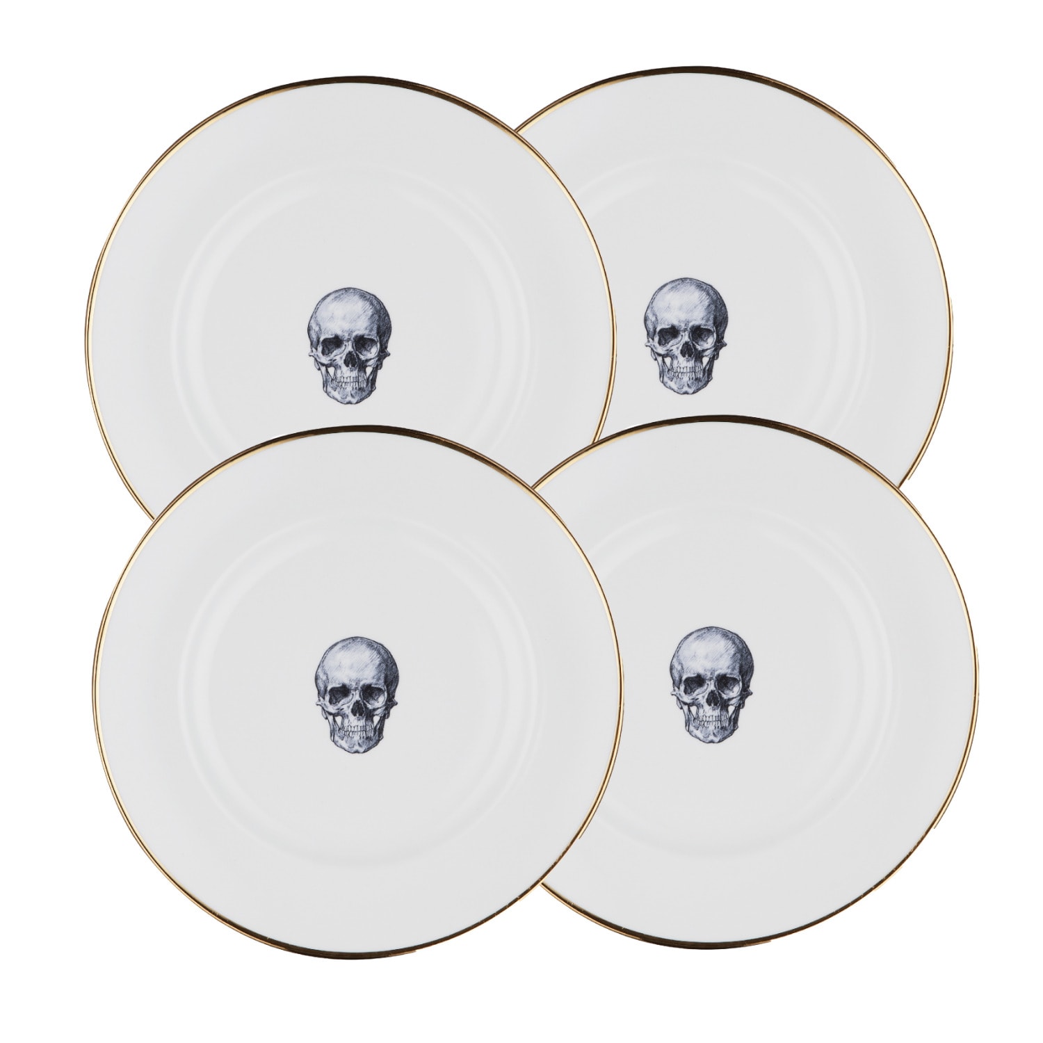 Melody Rose London Gold / White Rock And Roll Set Of 4 Dinner Plates In Multi