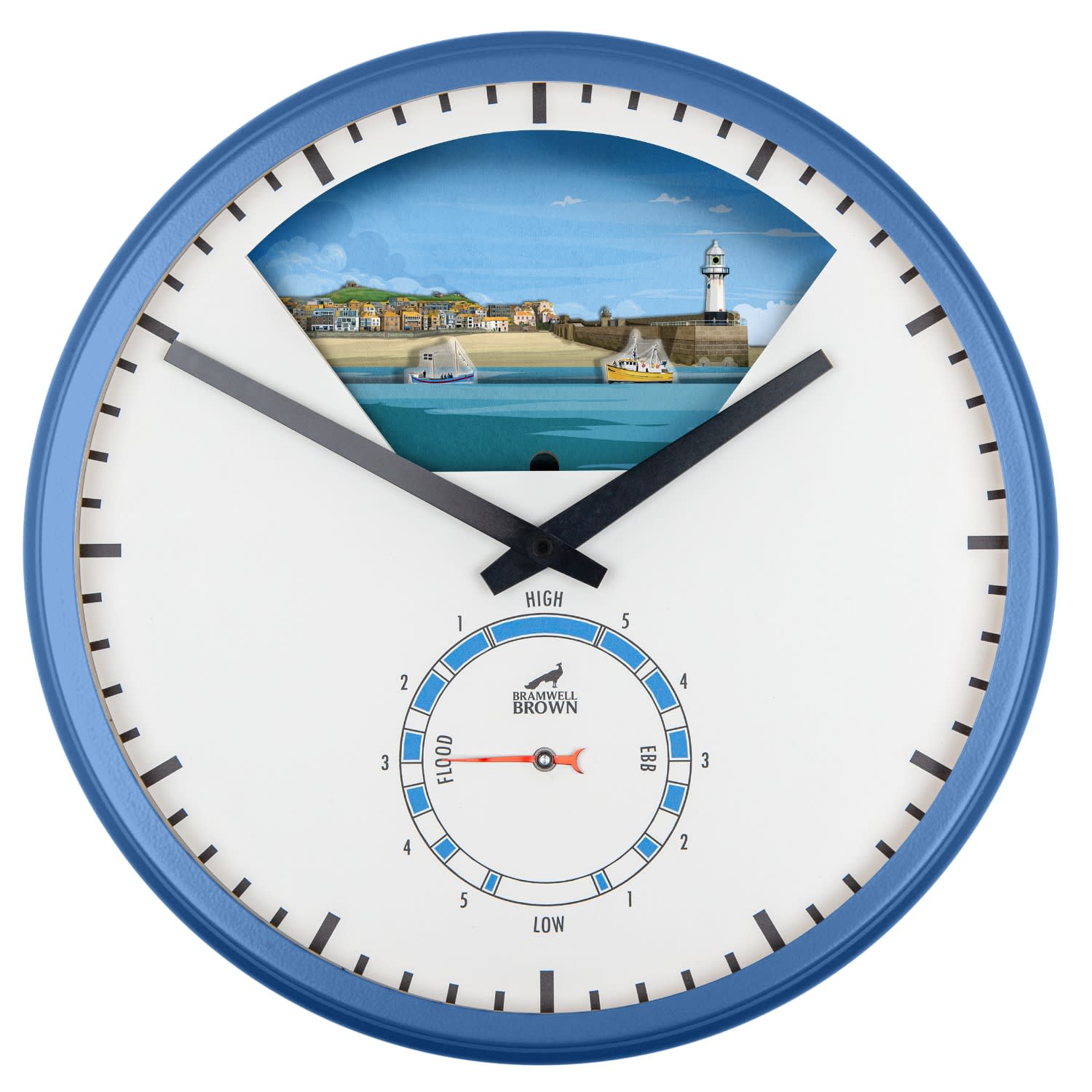 Bramwell Brown Clocks St Ives, Cornwall - Limited Edition Tide Clock - Summer Blue In Blue