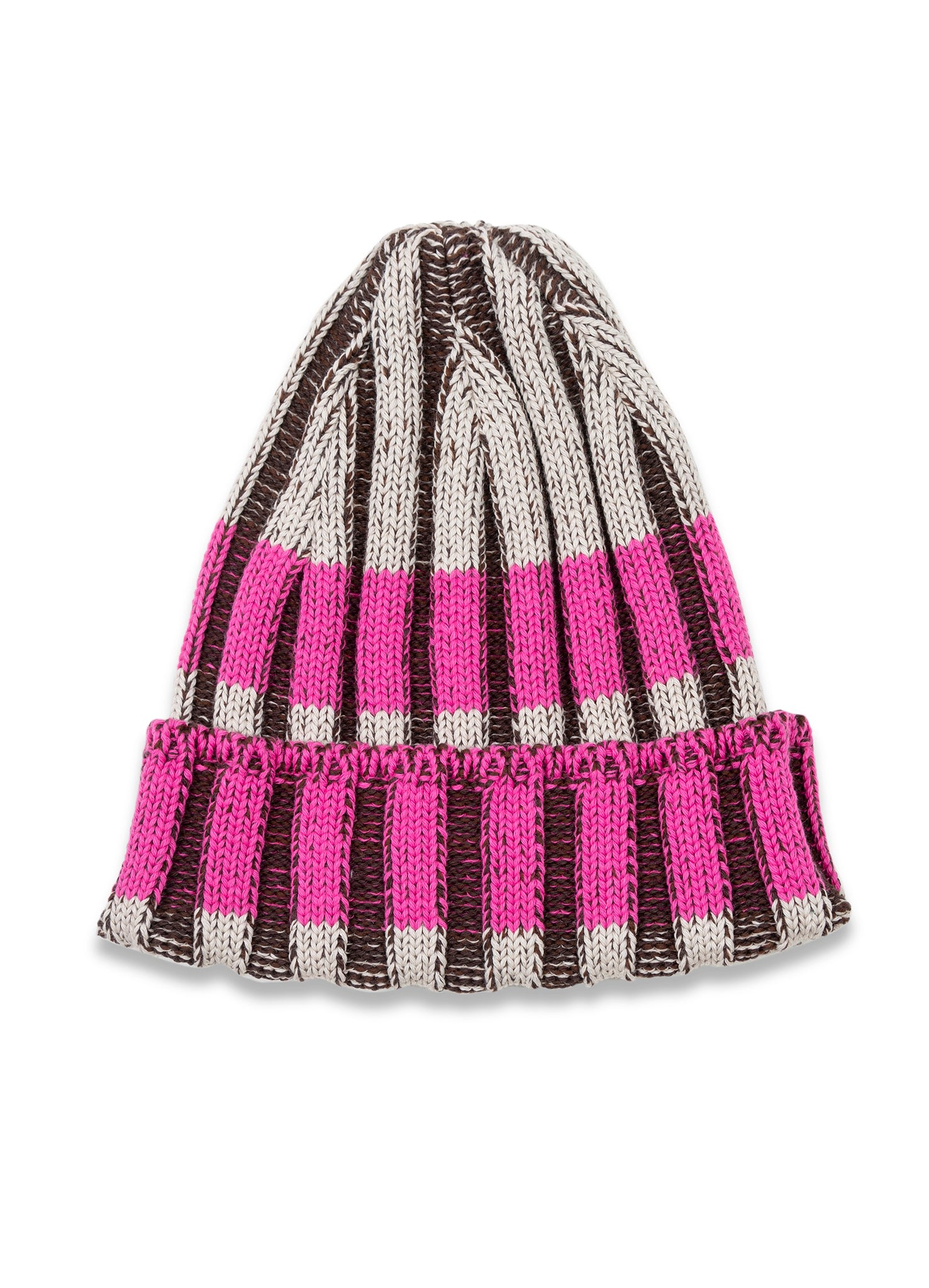 Women’s Neutrals / Pink / Purple Stripes Jacquard Cotton Knit Beanie Pemy