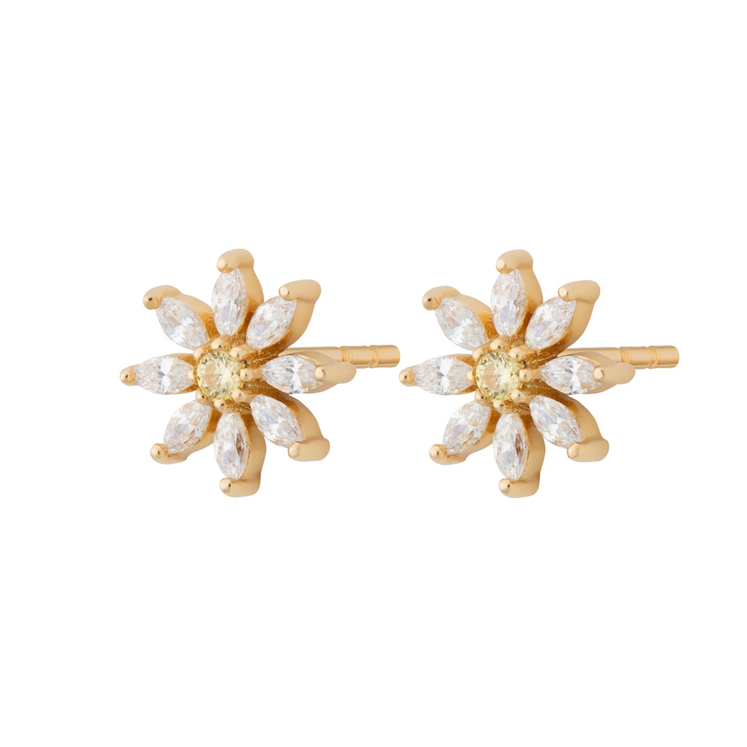 Scream Pretty Women's Gold Sparkling Flower Stud Earrings