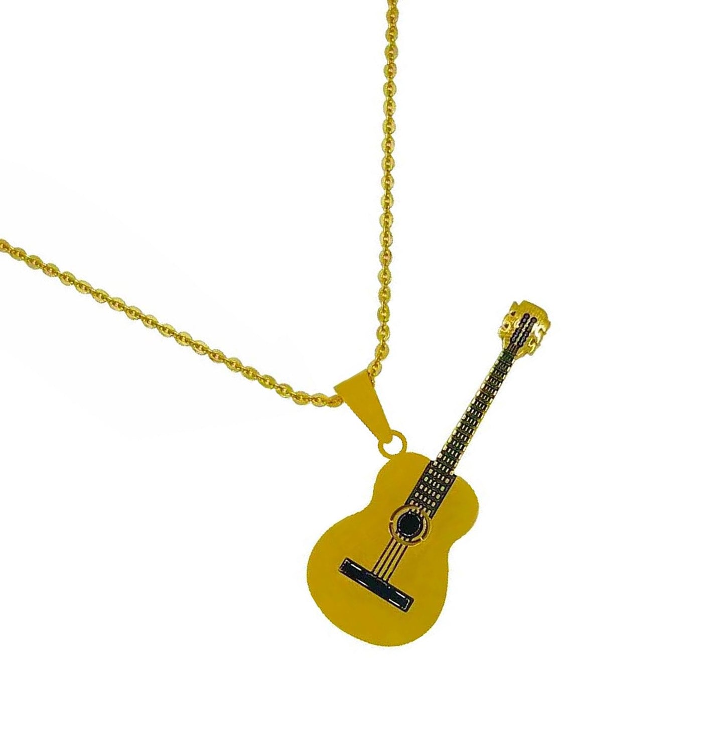 Ninemoo Women's Gold Enchanted Woods Strum Guitar Necklace In Gold
