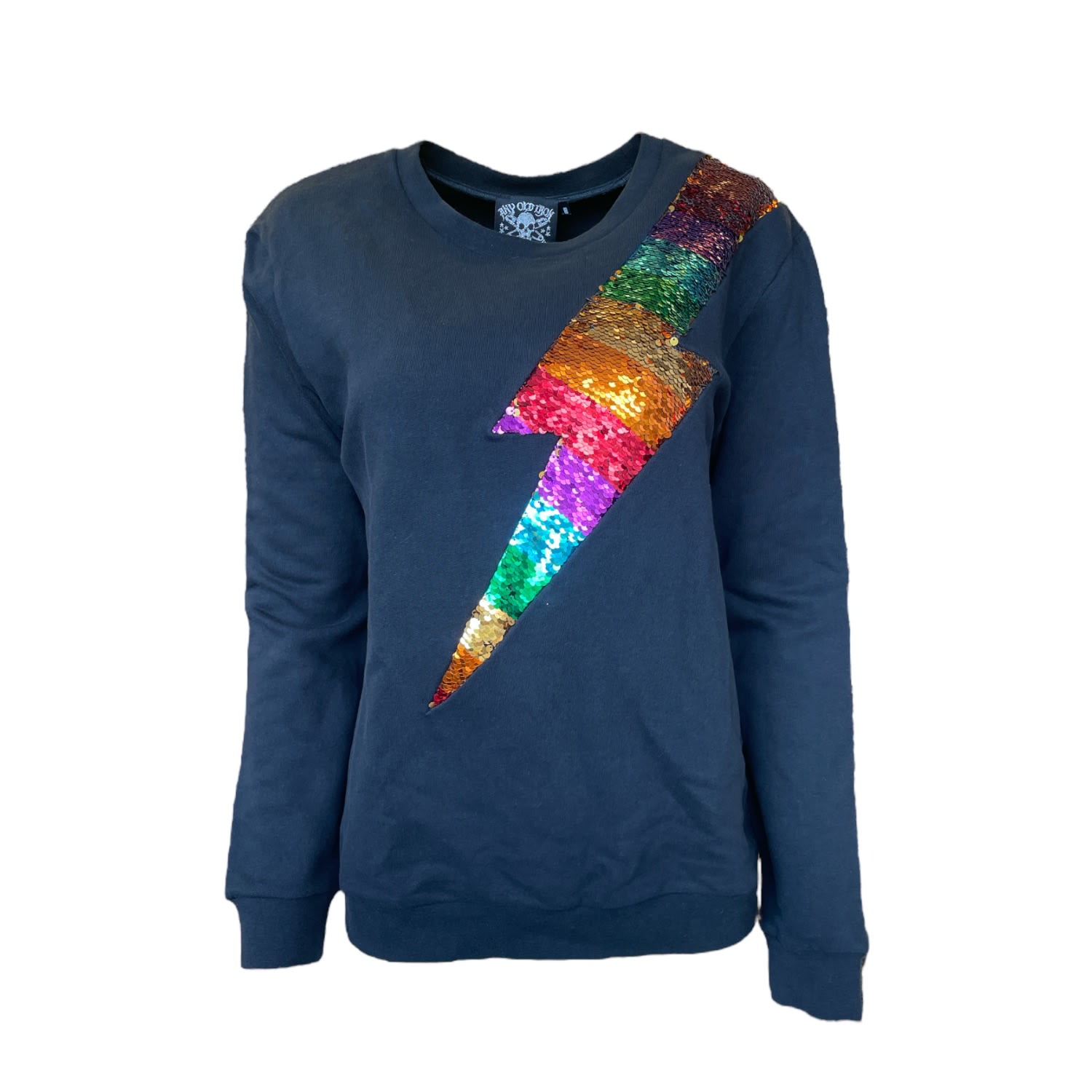 Shop Any Old Iron Men's Rainbow Reversible Sequin Gold Lightning Sweatshirt In Yellow