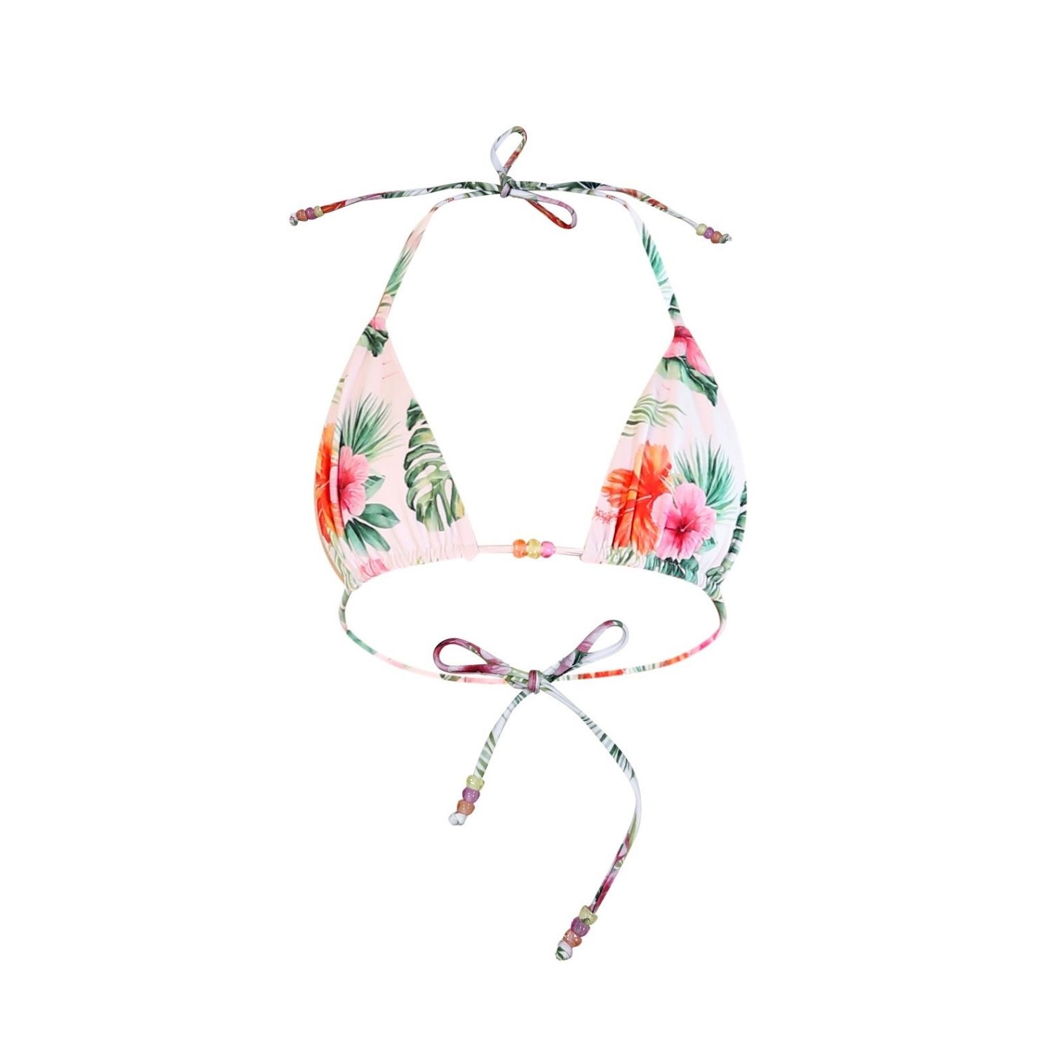 Belletage Swimwear Women's White / Green / Pink The Pau Bikini Top In Multi