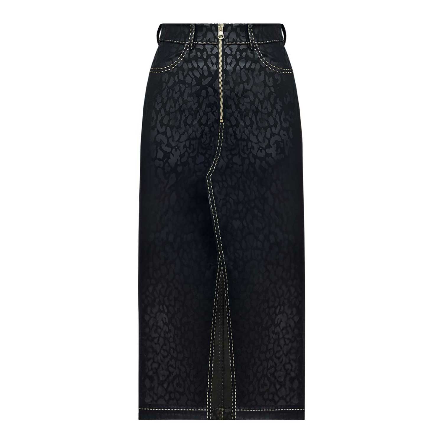 Copurs Women's Black Tessa Leopard Print Skirt In Black