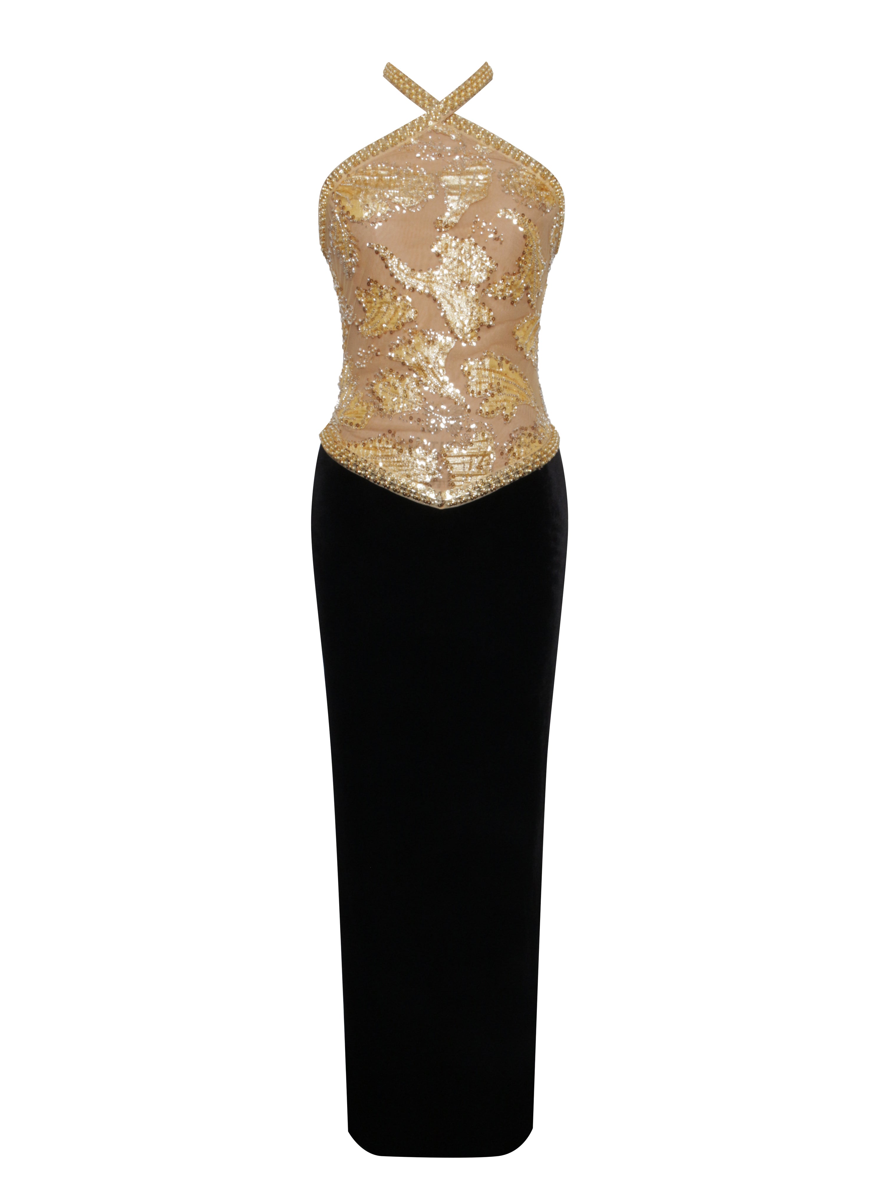Gazelle Gold Embroidered Vintage Style Maxi Dress | Miss Circle New York |  Wolf & Badger