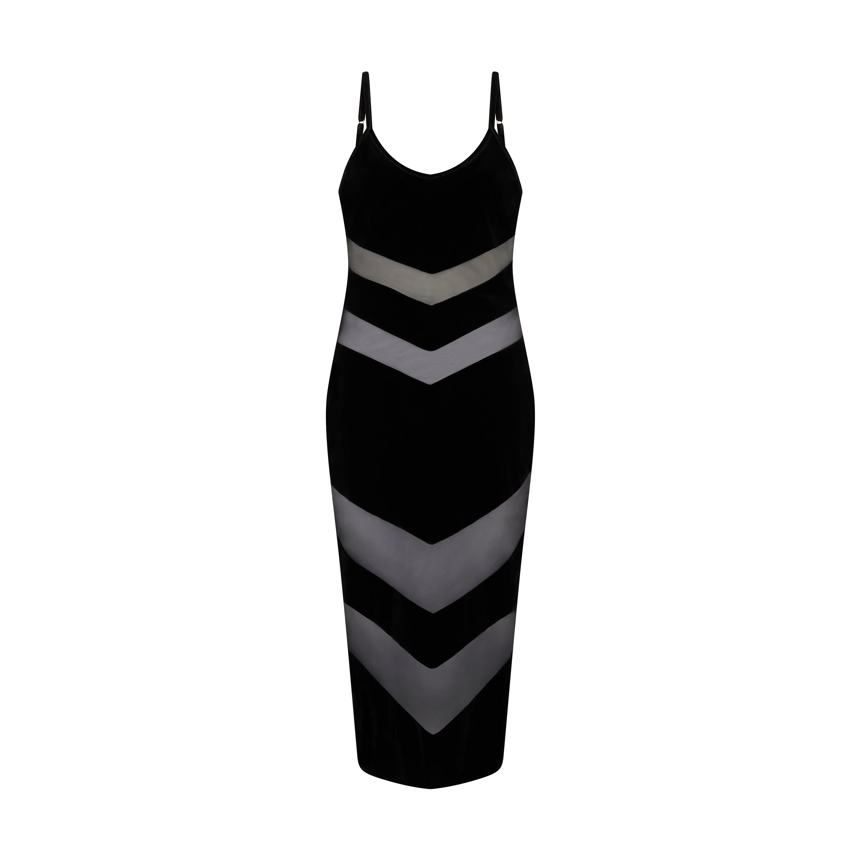 Sour Figs Contrast Tulle And Velvet Panel Midi Dress - Black