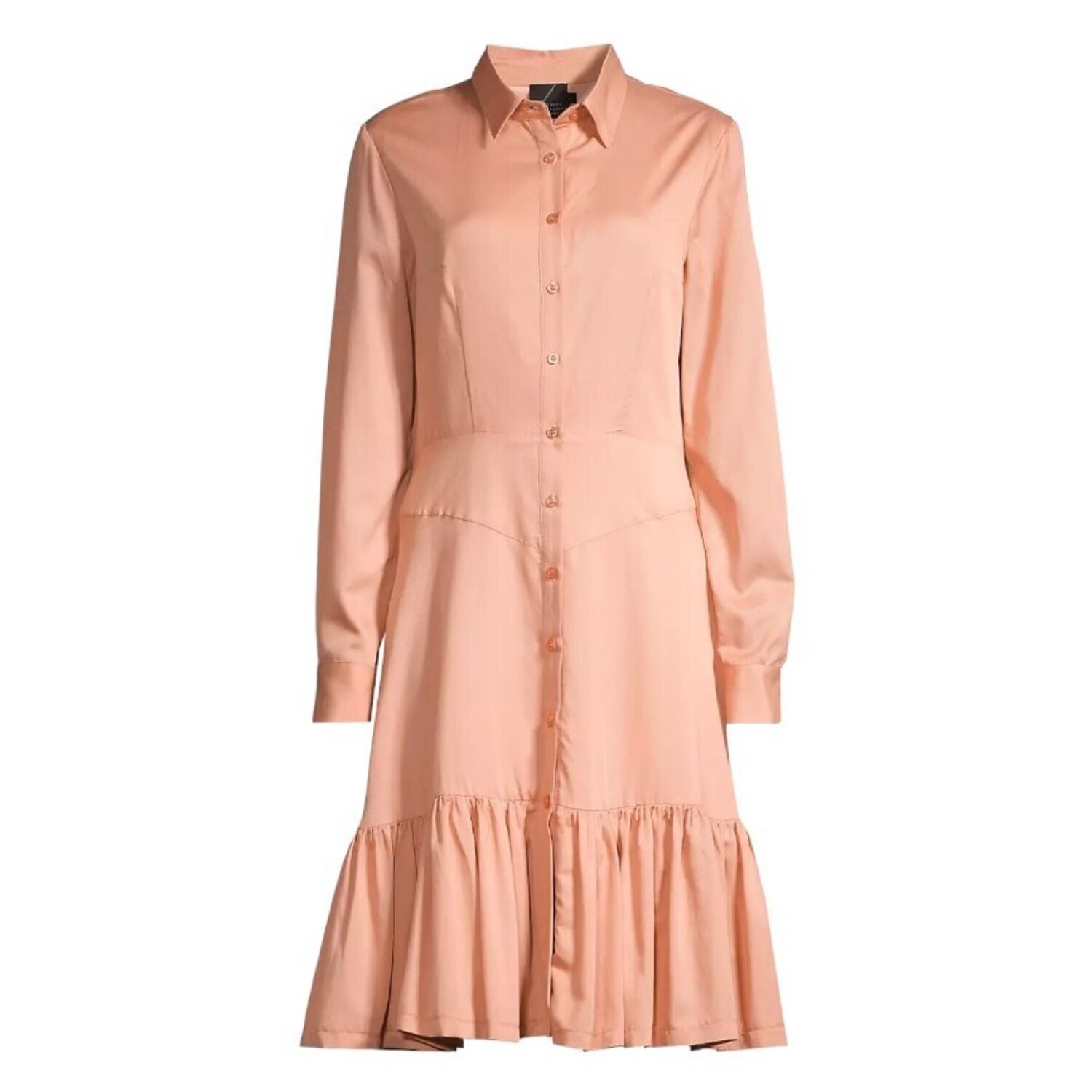 Undra Celeste New York Women's Neutrals Button Front Ruffle Dress In Pink