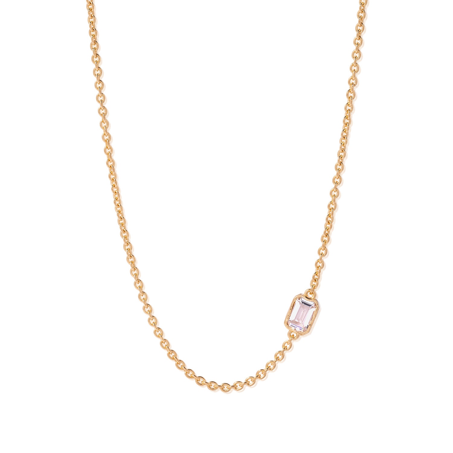 Molly Olivia Women's Gold / White Lopsided Gemstone Necklace - White