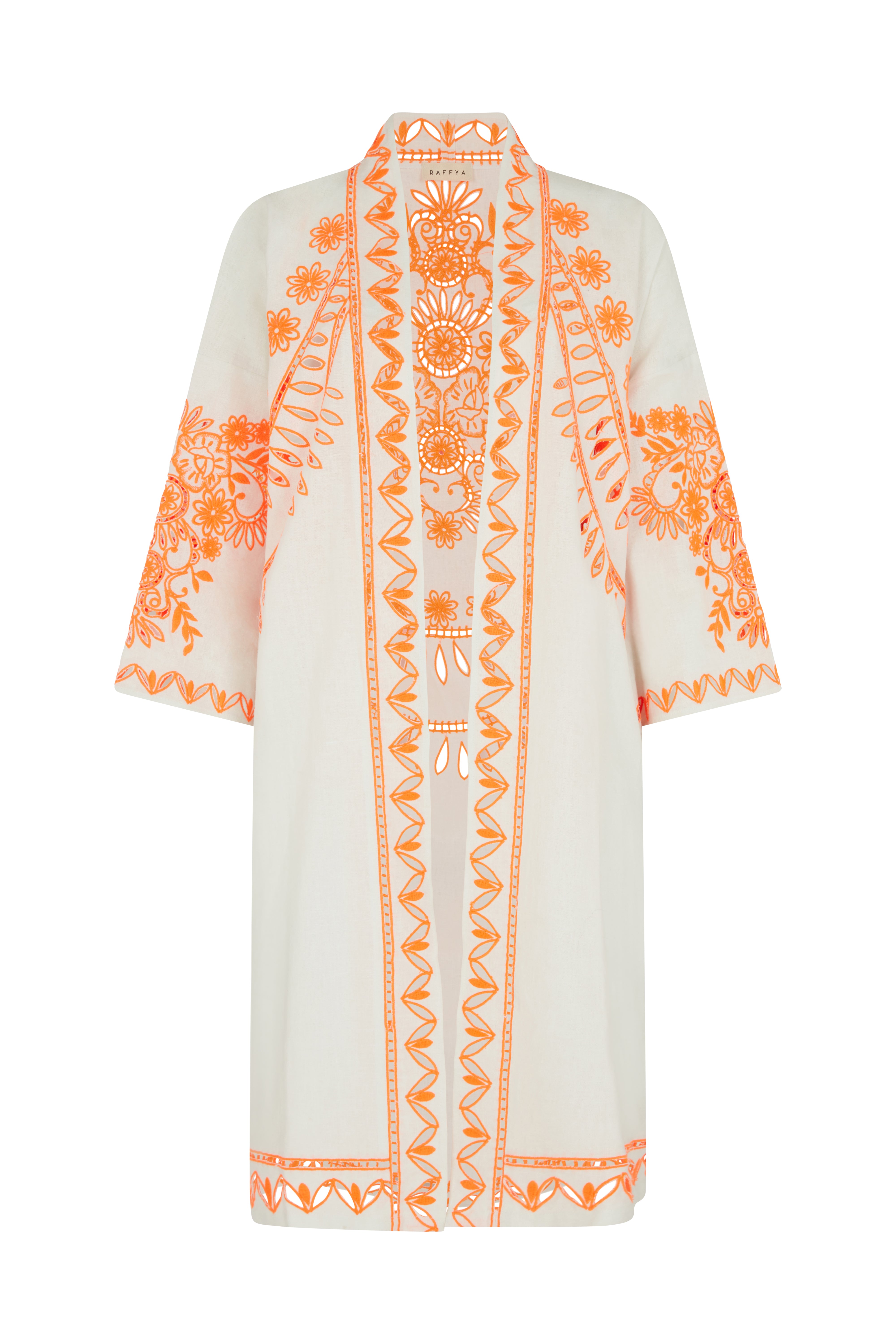 Women’s Lupe Embroidered Kimono - White Small Raffya