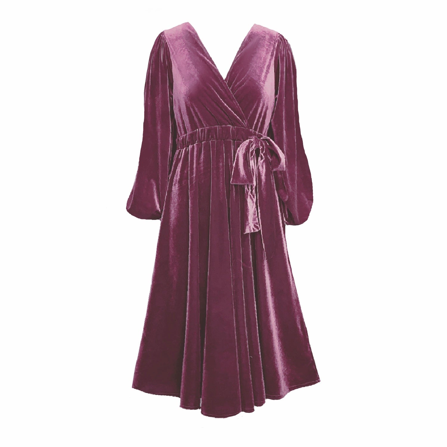 Frock Tales Women's Pink / Purple Tima Midi Dress In Dusky Pink Velvet