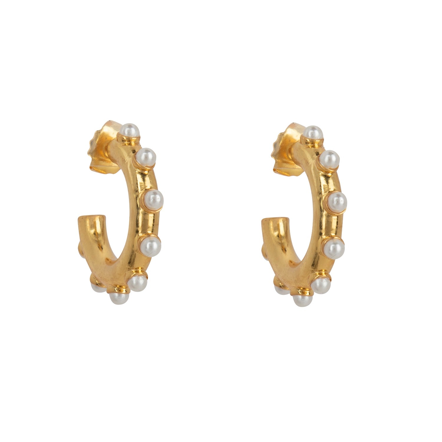 Bounkit Women's White / Gold Nicky Hoops Pearls