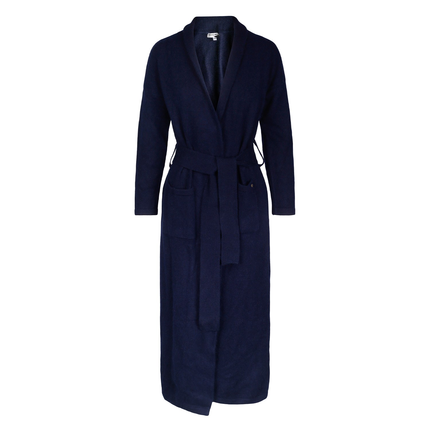 Women’s Camilla Cashmere Dressing Gown- Navy Blue L/Xl Tirillm