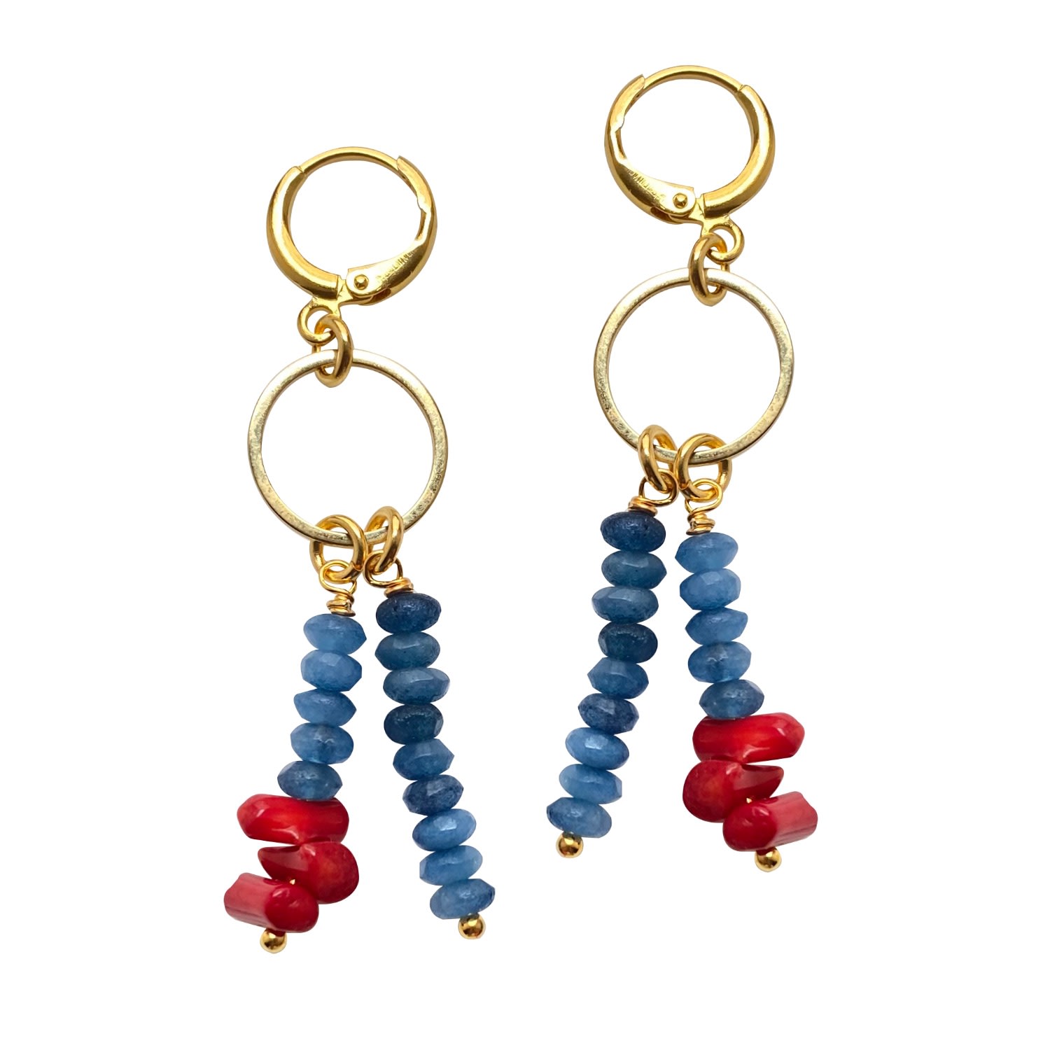 Women’s Blue / Gold / Red Blue Jade Coral Earrings Matera Smilla Brav