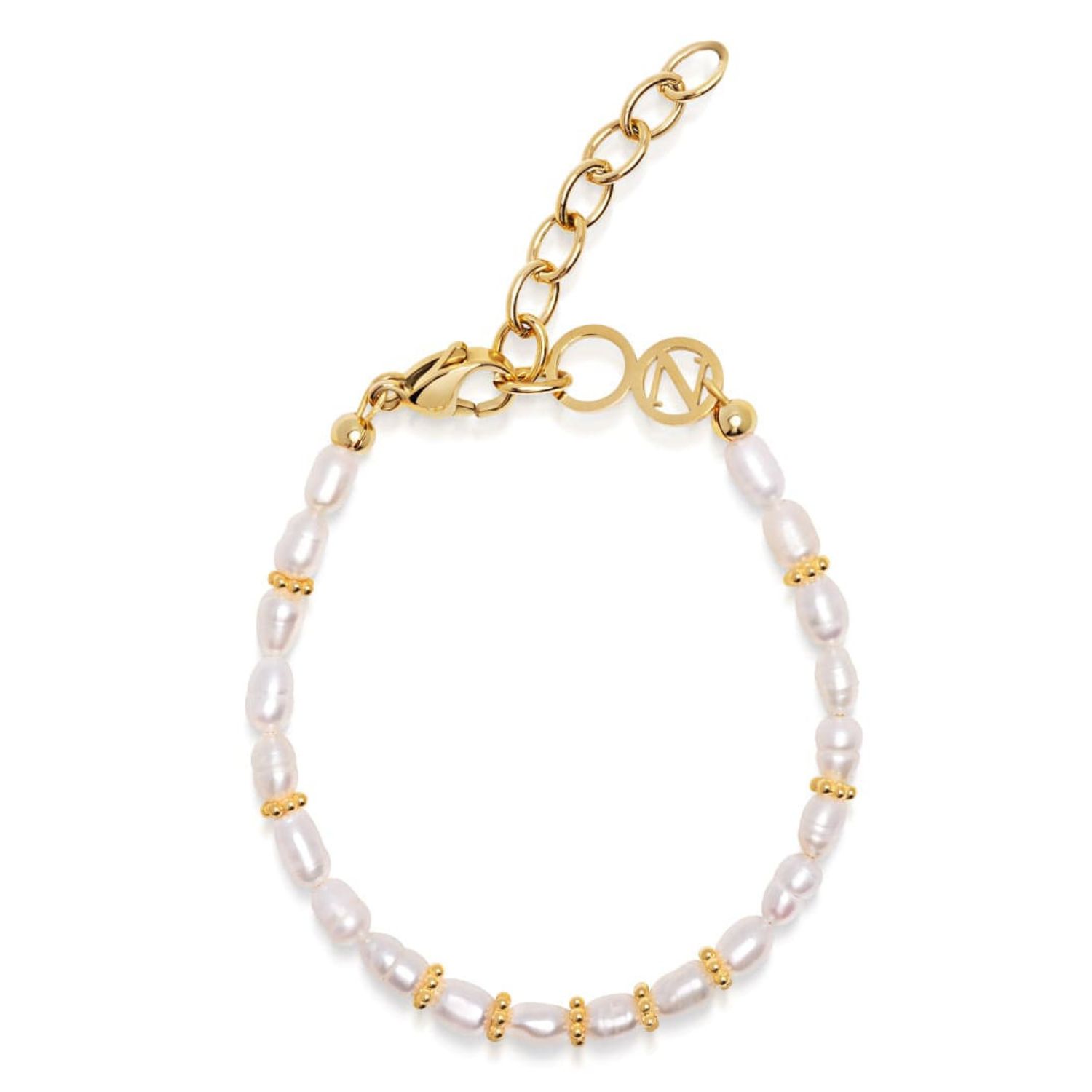 Gold / White Women’s Beaded Bracelet With Pearl Nialaya