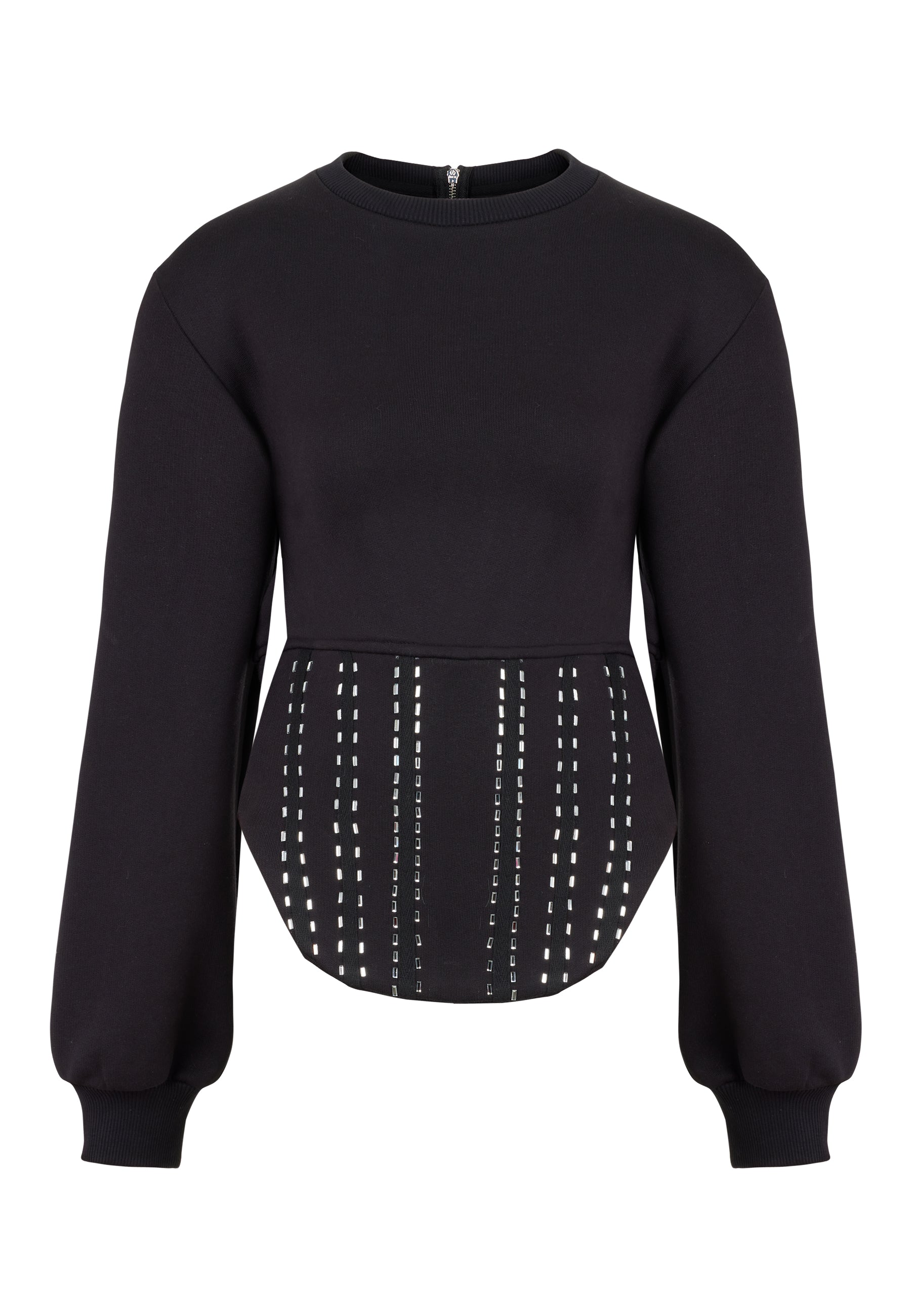 Nocturne Women's Black Beaded Corset Sweatshirt