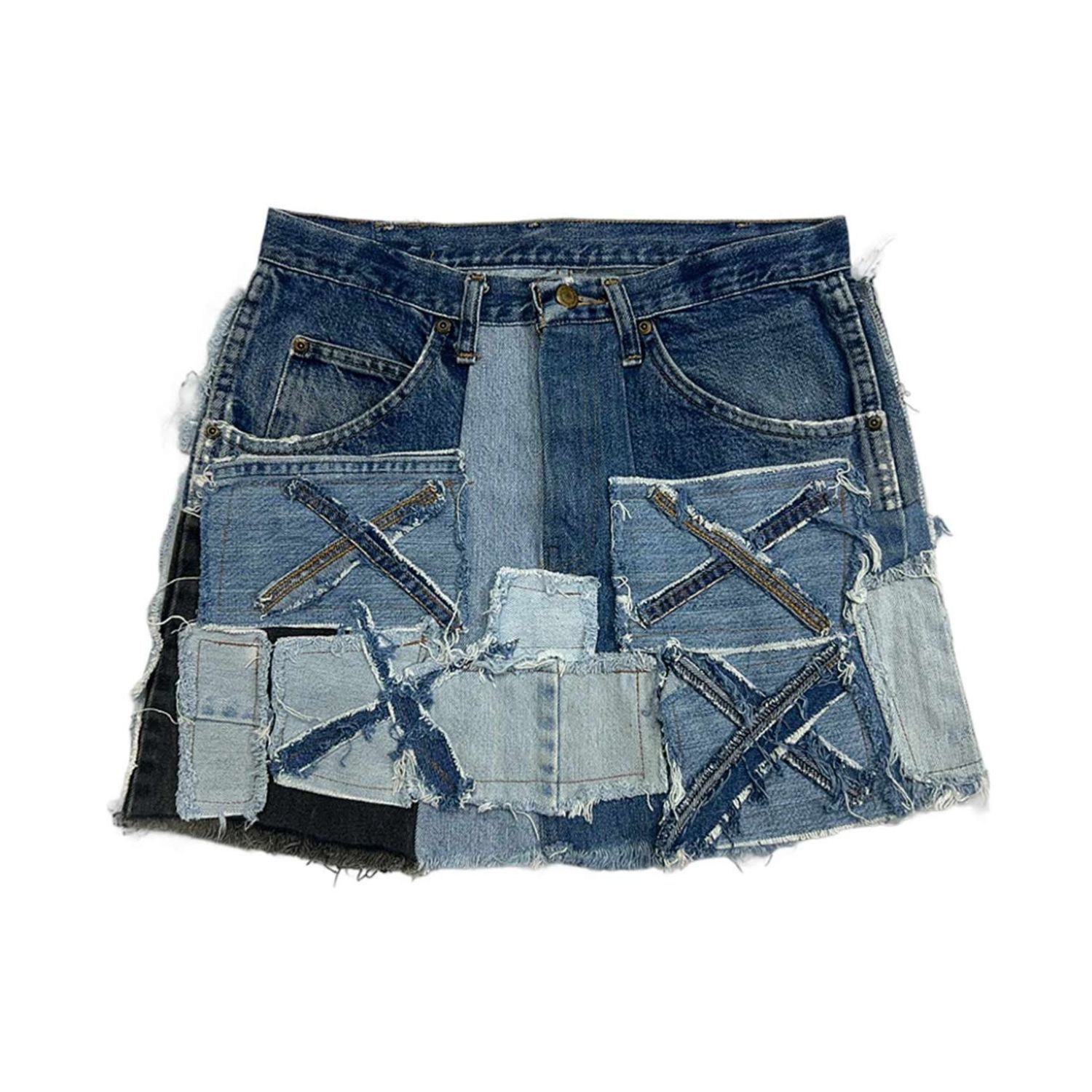 Zasta Studio Women's Shredded Couture Denim Short Skirt B