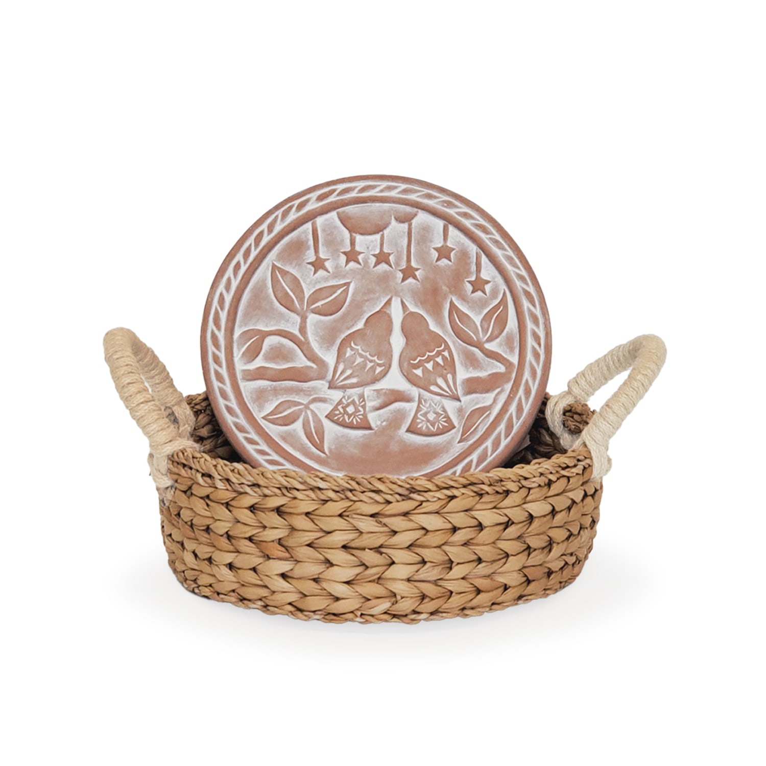 Neutrals Bread Warmer & Basket - Lovebirds Round Korissa