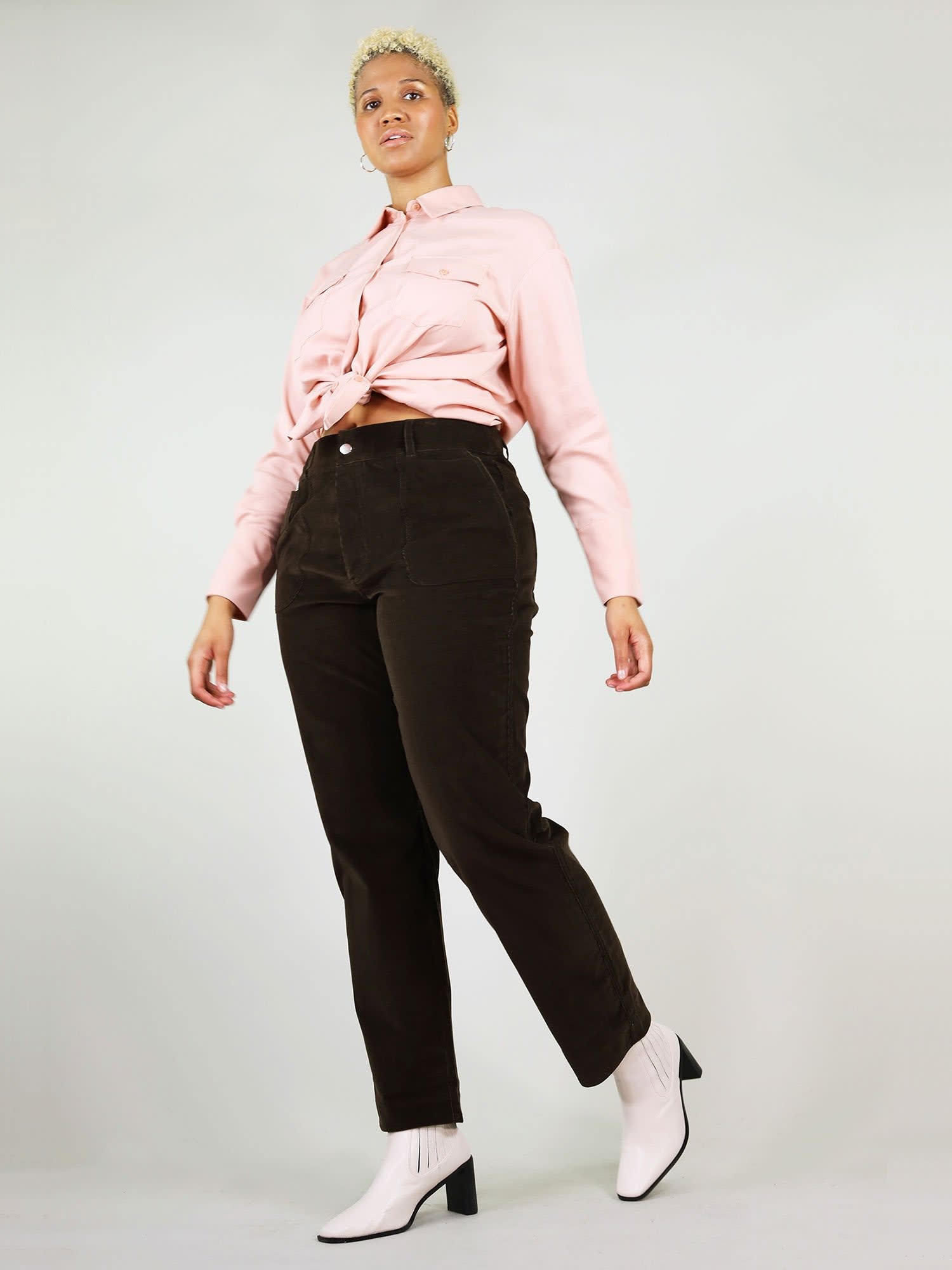 Corduroy High Waisted Trousers In Brown, blonde gone rogue