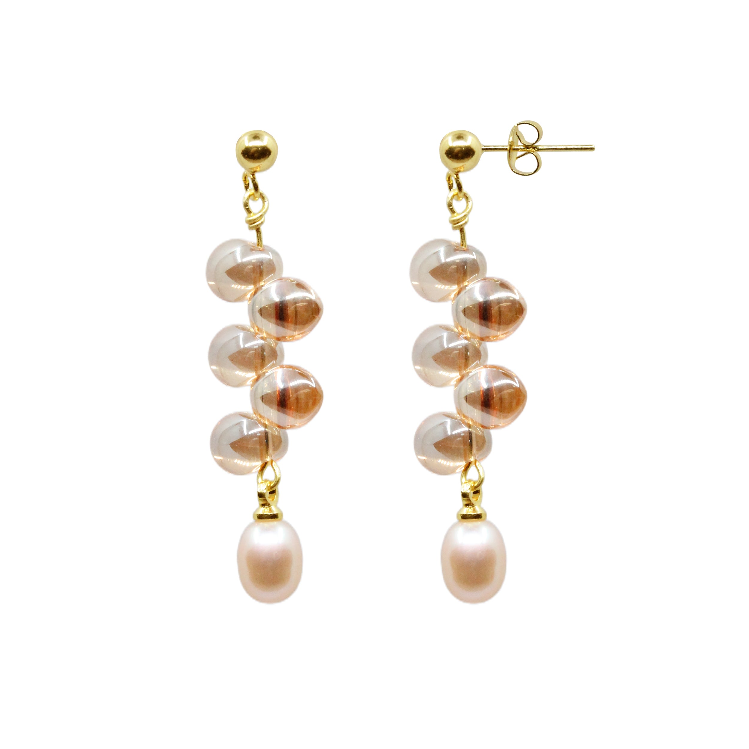 Women’s Yellow / Orange Rose Dream Pearl Earrings Ninemoo