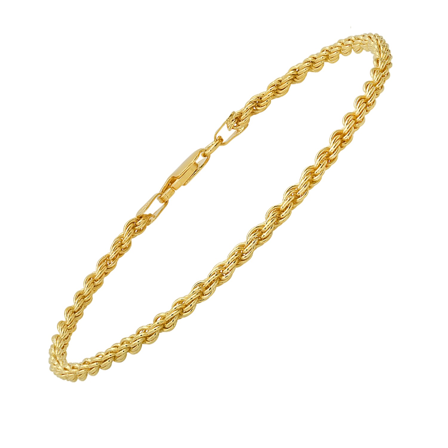 Kylie Harper Mens Gold 8.5" Italian Diamond-cut Rope Chain Bracelet
