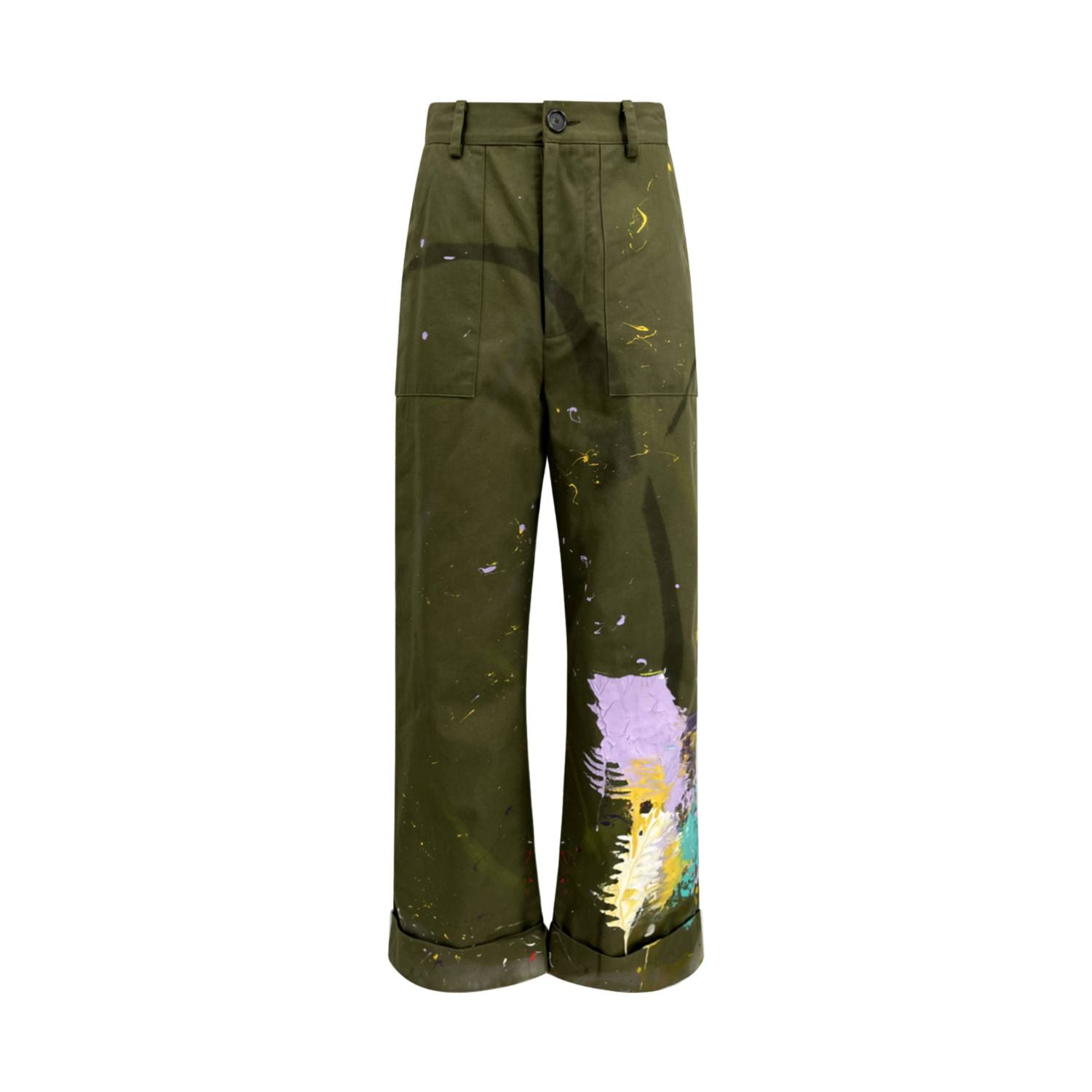Equalshuman Women's Green Eqh X Licata Bean Hand Painted Army Pant In Green