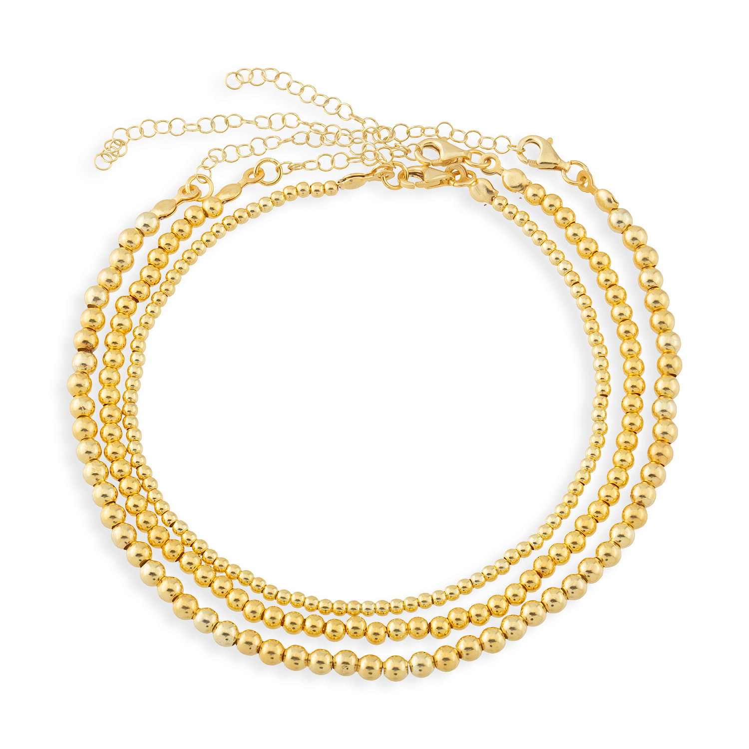 The Pheia Women's Gold Triple Layer Bead Anklet In Gold