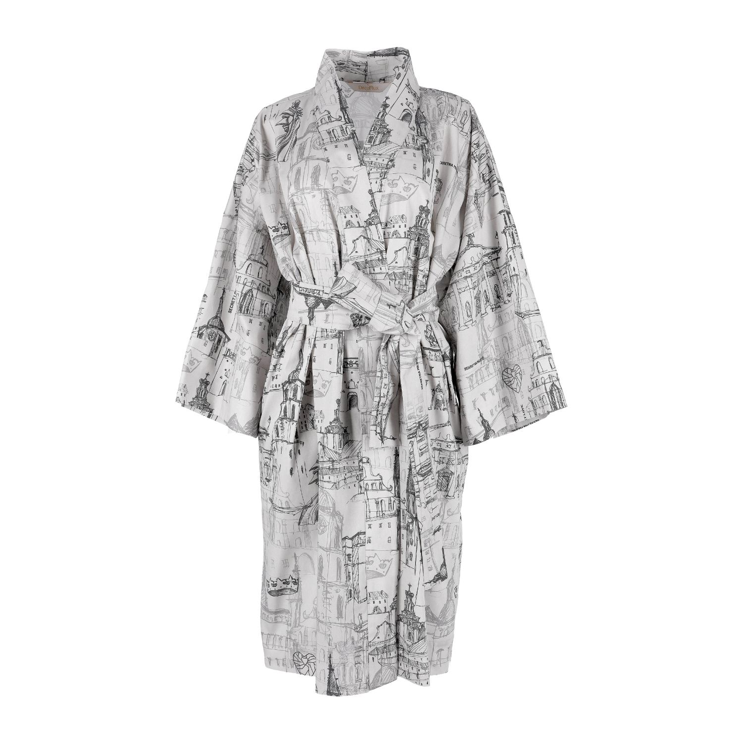 Decoflux Home Women's Grey Kimono Secret Love - Cotton Dressing Gown In Grey