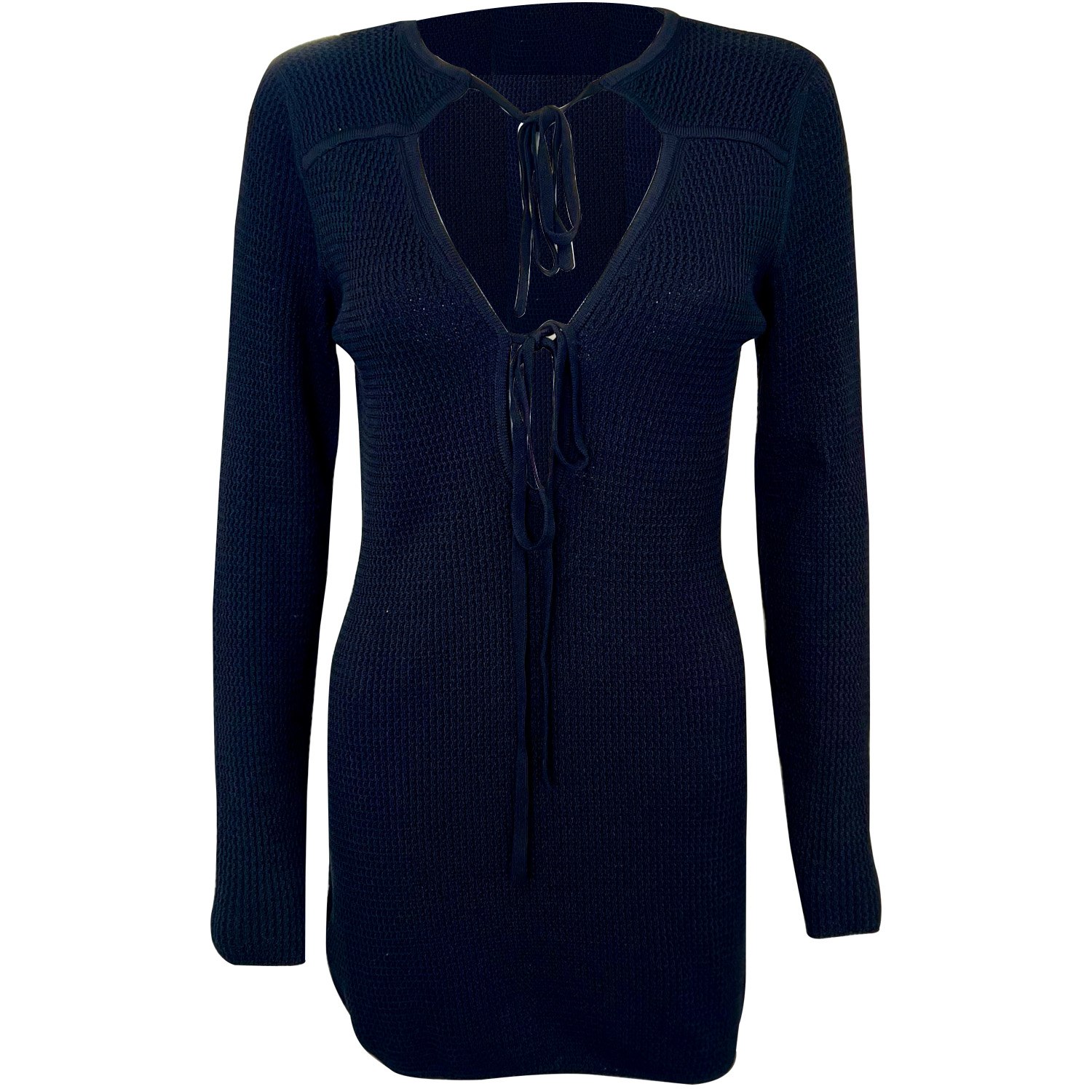 25 Union Women's Black Knitted Dress Melody With Decorated Neckline In Black