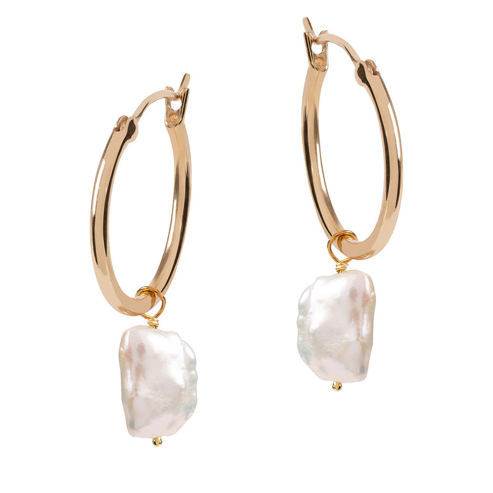 Women’s Venus Gold Hoop Earrings With Keshi White Pearls Amadeus