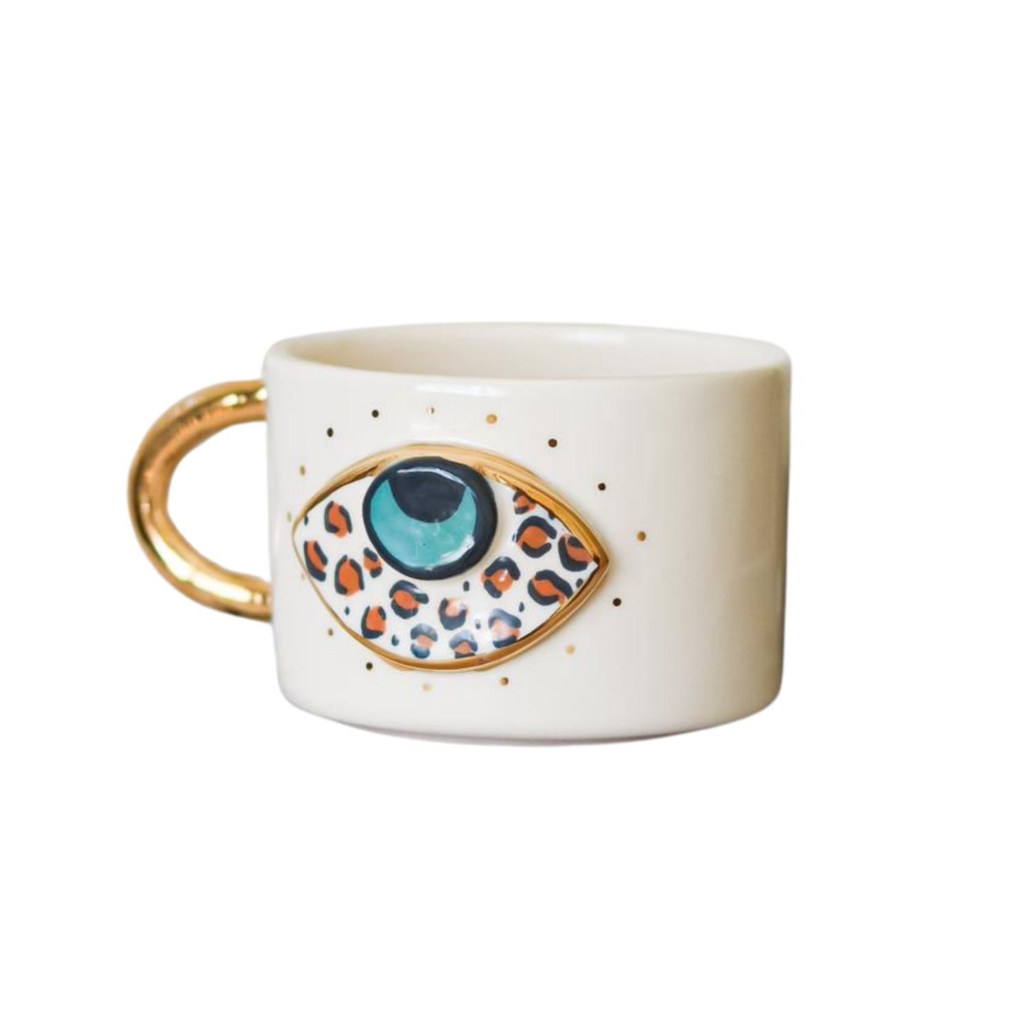 Anatoliacraft Blue / Brown Leopard Evil Eye Ceramic Mug - Handmade