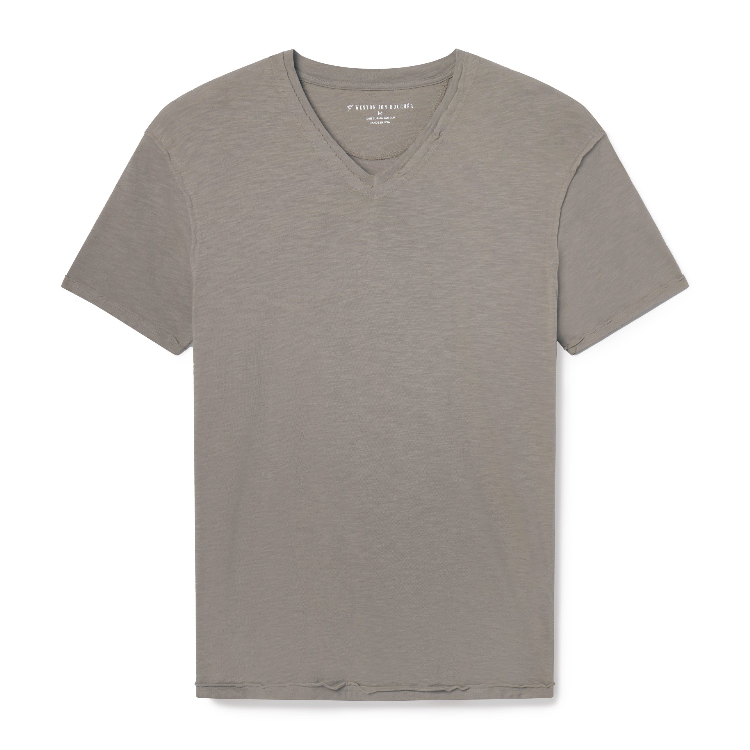 Weston Jon Boucher Men's Black Isla V Neck Slub Slim Fit Supima Tee - Deep Taupe In Black