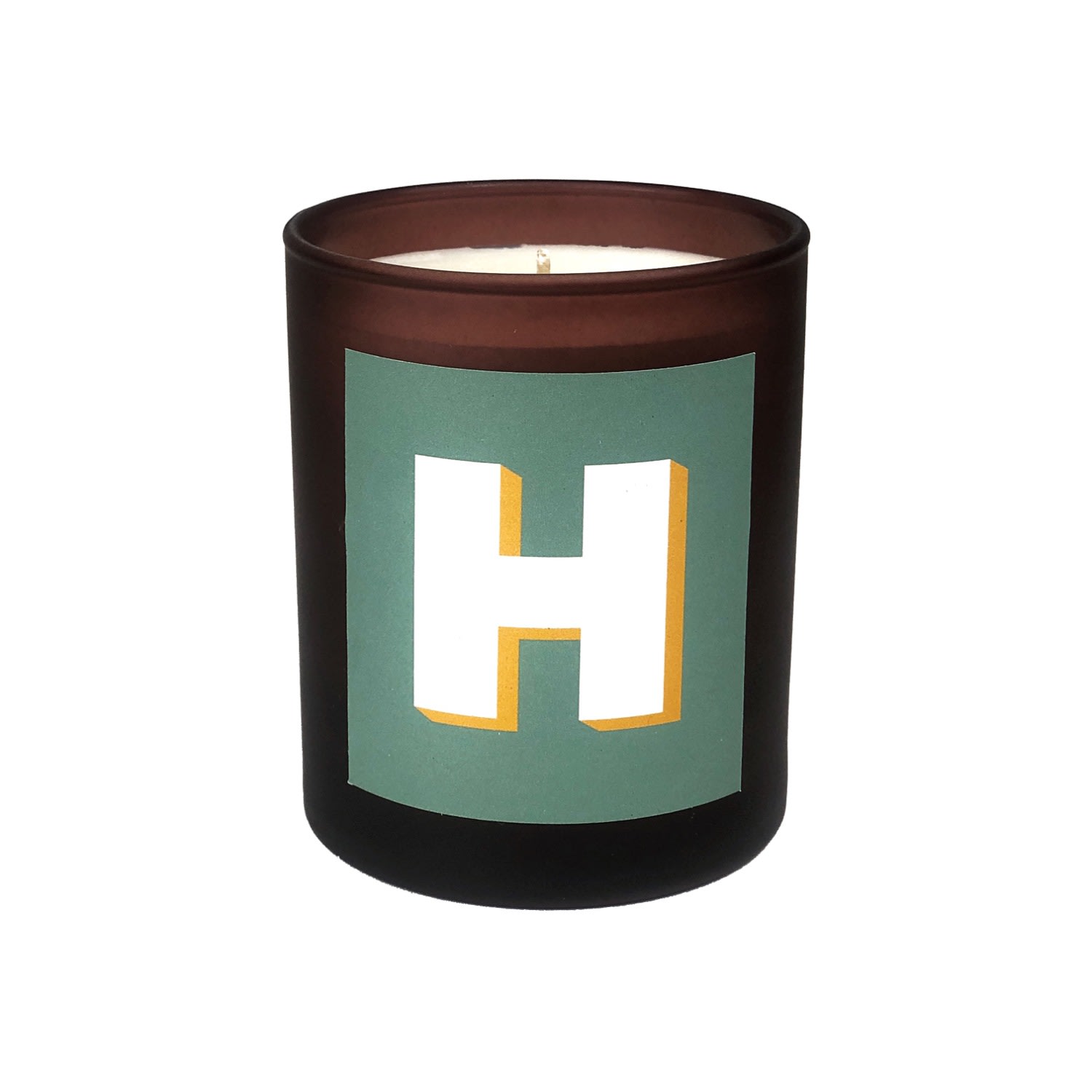 Little Karma Co. Ltd Green Initial H Candle - Juniper Refillable Large Alphabet Candle In Multi