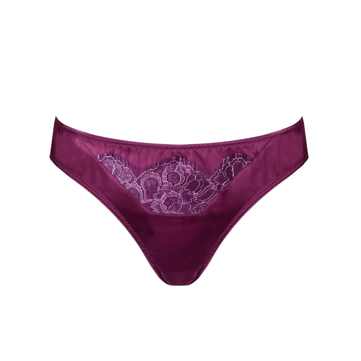 Emma Harris Women's Rochelle Luxury Brief In Winter Berry Silk With French Lace In Purple