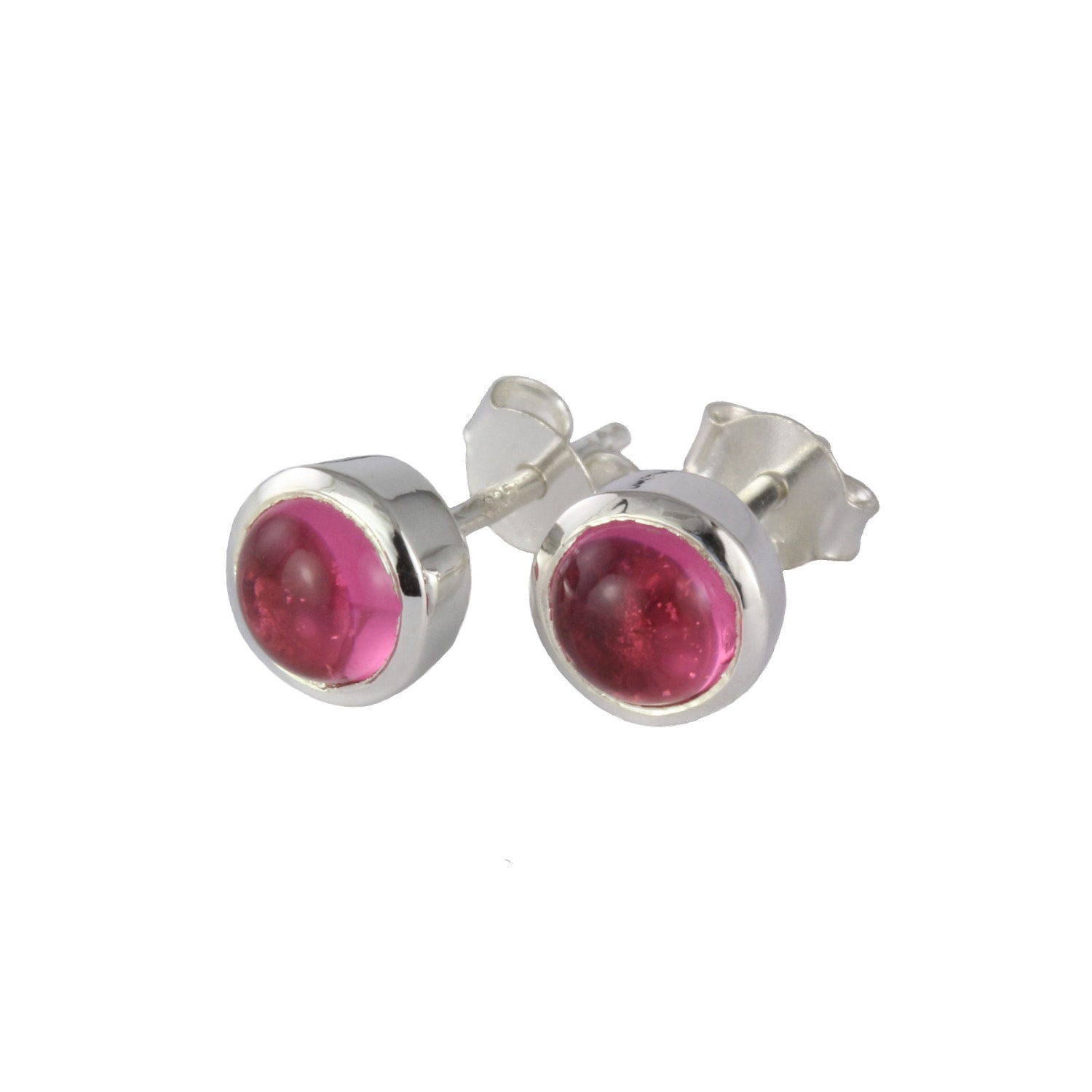 The Jewellery Store London Women's Silver / Pink / Purple October Birthstone Earring Studs- Pink Tourmaline Gemstone In Silver