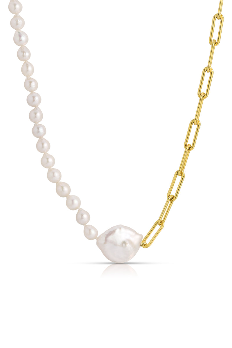 Naiia Women's Jasmine Pearl & Gold Chain Necklace