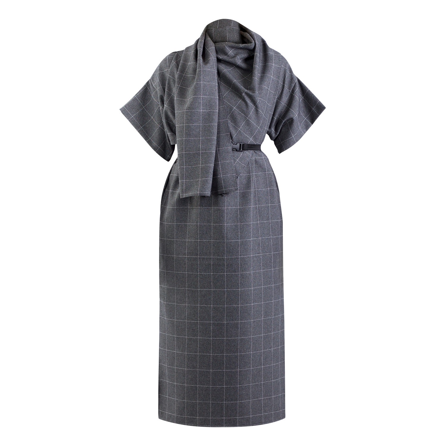 Women’s Dexter Grey Grid Dress Large Meem Label