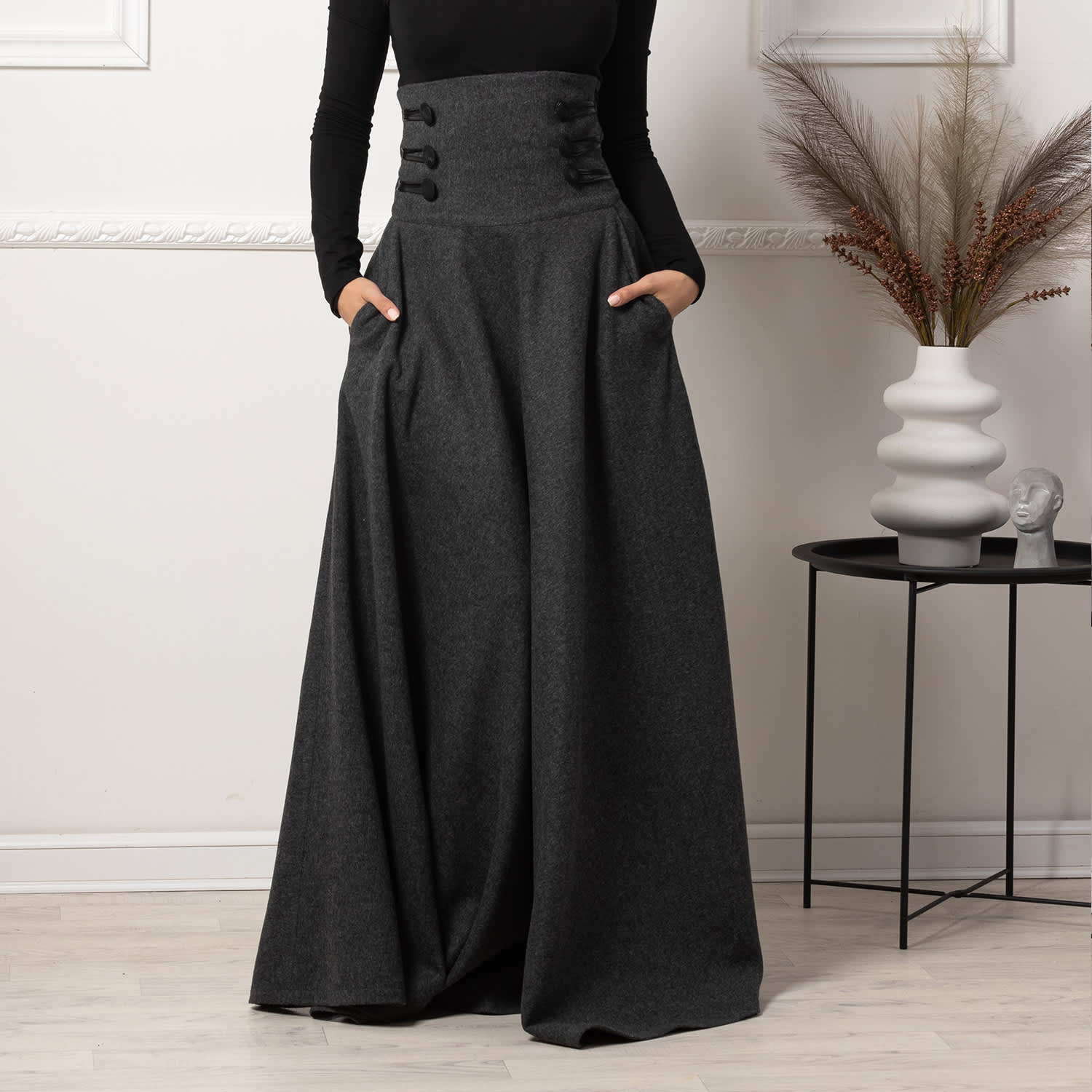 【PORTERNA】Noah Wool Long Skirt high-waisted-wool-maxi-