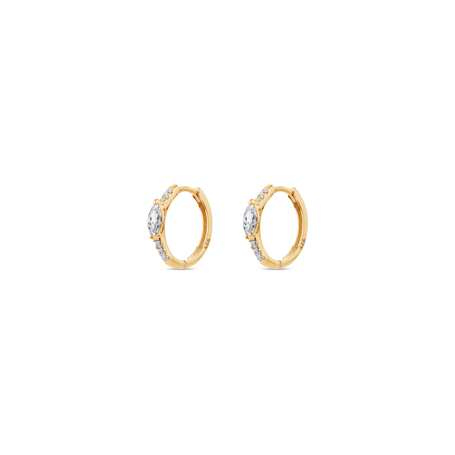 Sally Skoufis Women's Gold / White Natural Huggie Earrings Man Made Cz Diamond Stimulant In Sterling Silver & 18k  In Multi