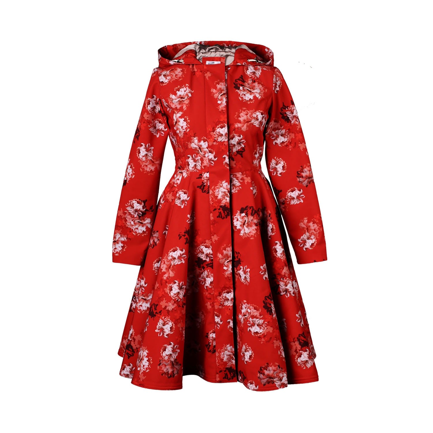 Women’s Red Waterproof Hooded Swing Coat: Red Sun XXL Rainsisters