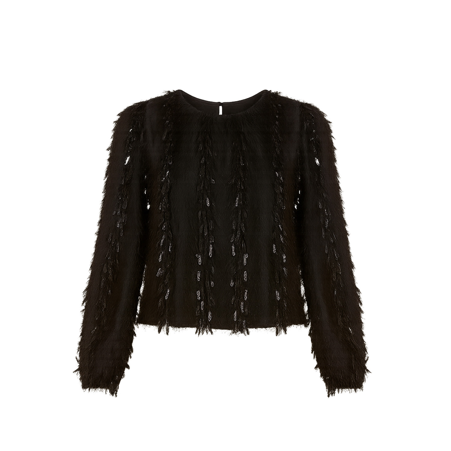 Yumi Women's  Black Hanging Sequin Long Sleeve Top In Brown